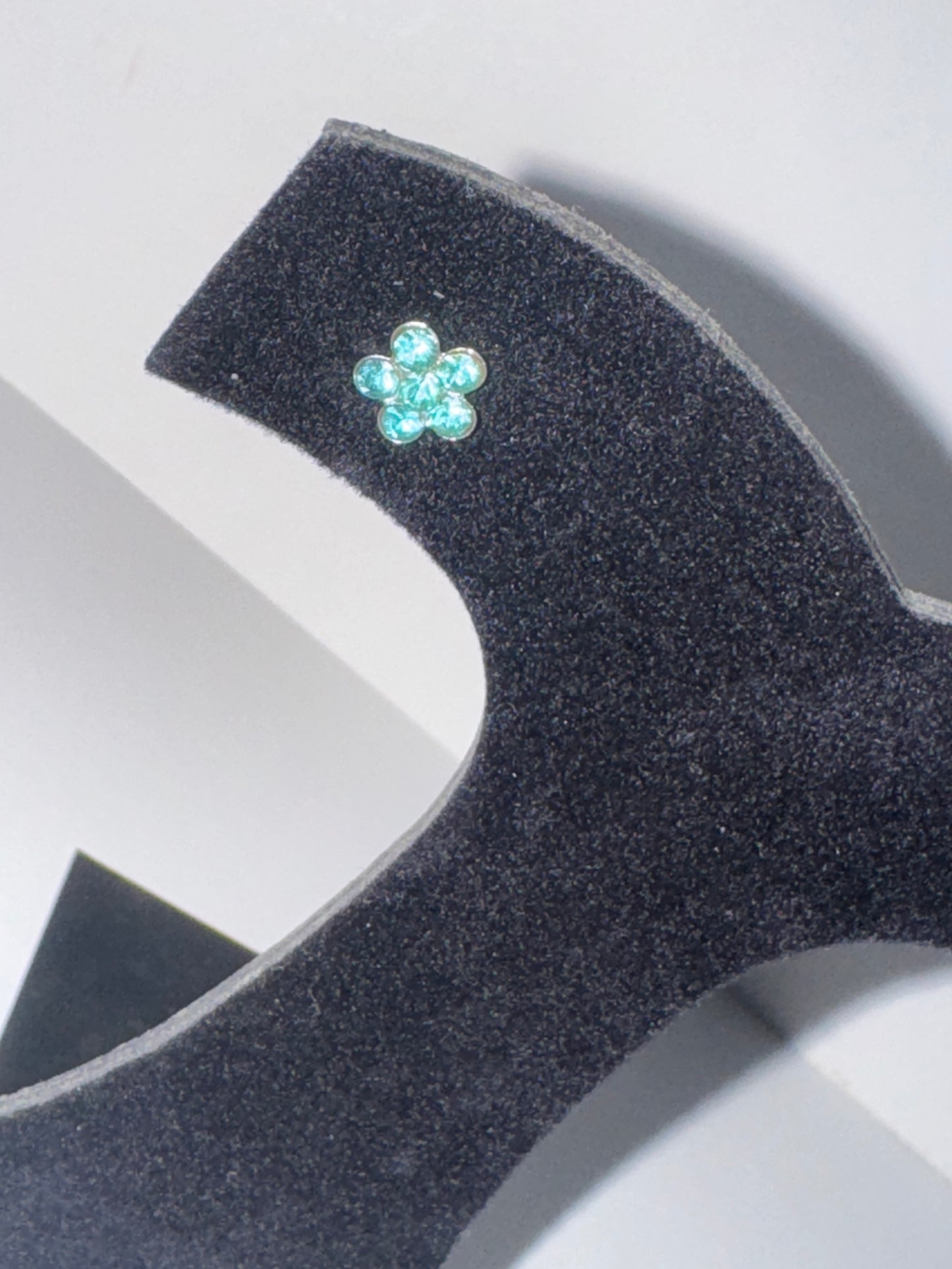 7mm Aqua Blue Flower Cz And Sterling Post Earrings