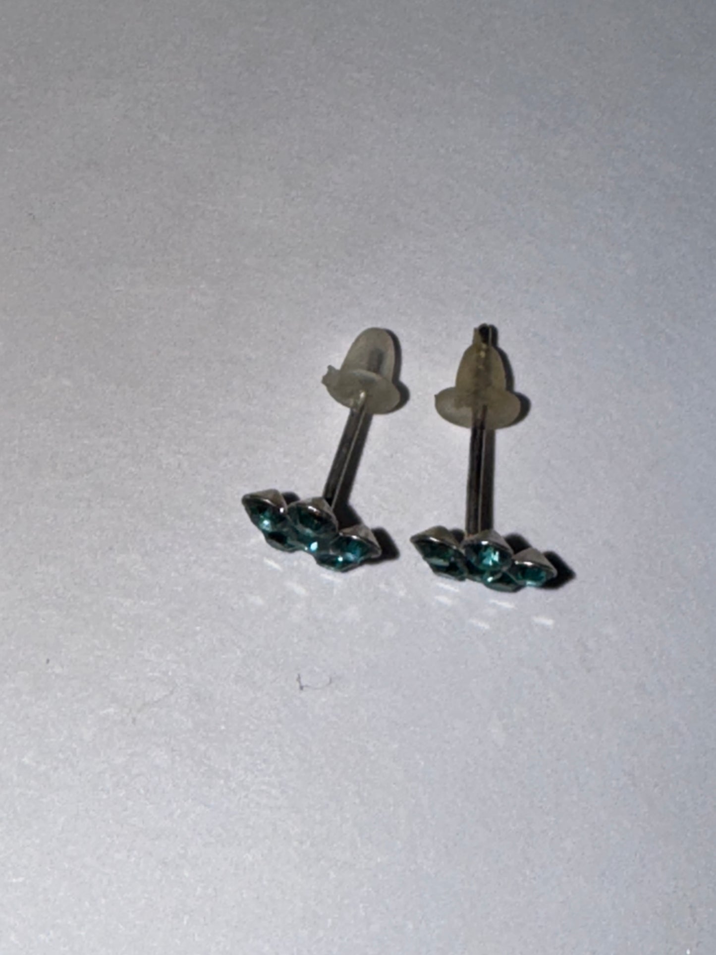 7mm Aqua Blue Flower Cz And Sterling Post Earrings