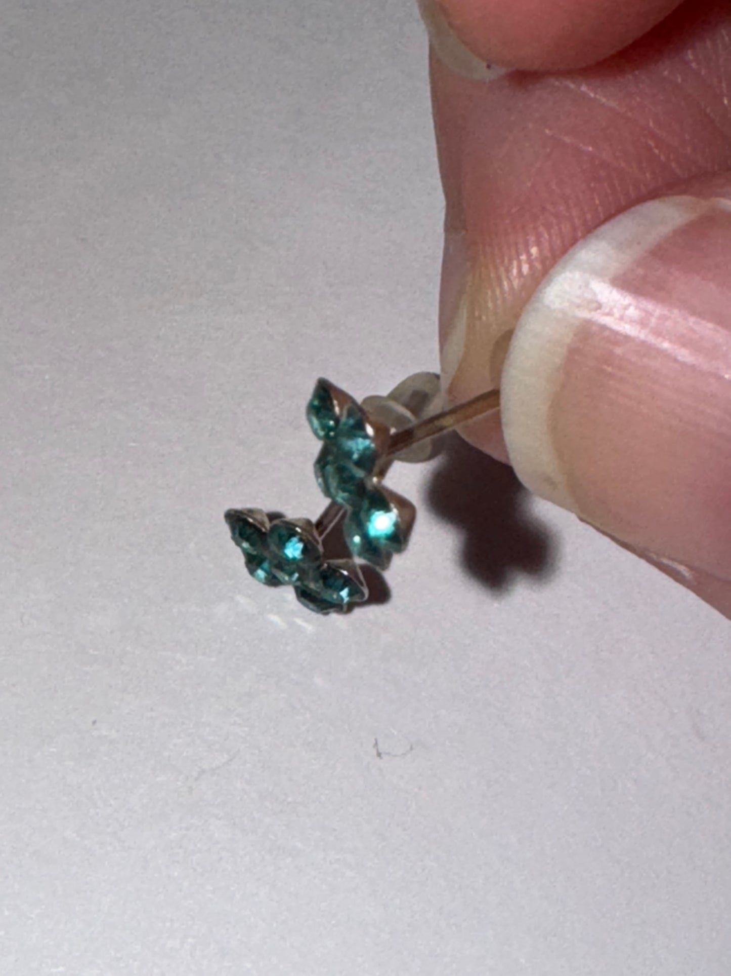 7mm Aqua Blue Flower Cz And Sterling Post Earrings