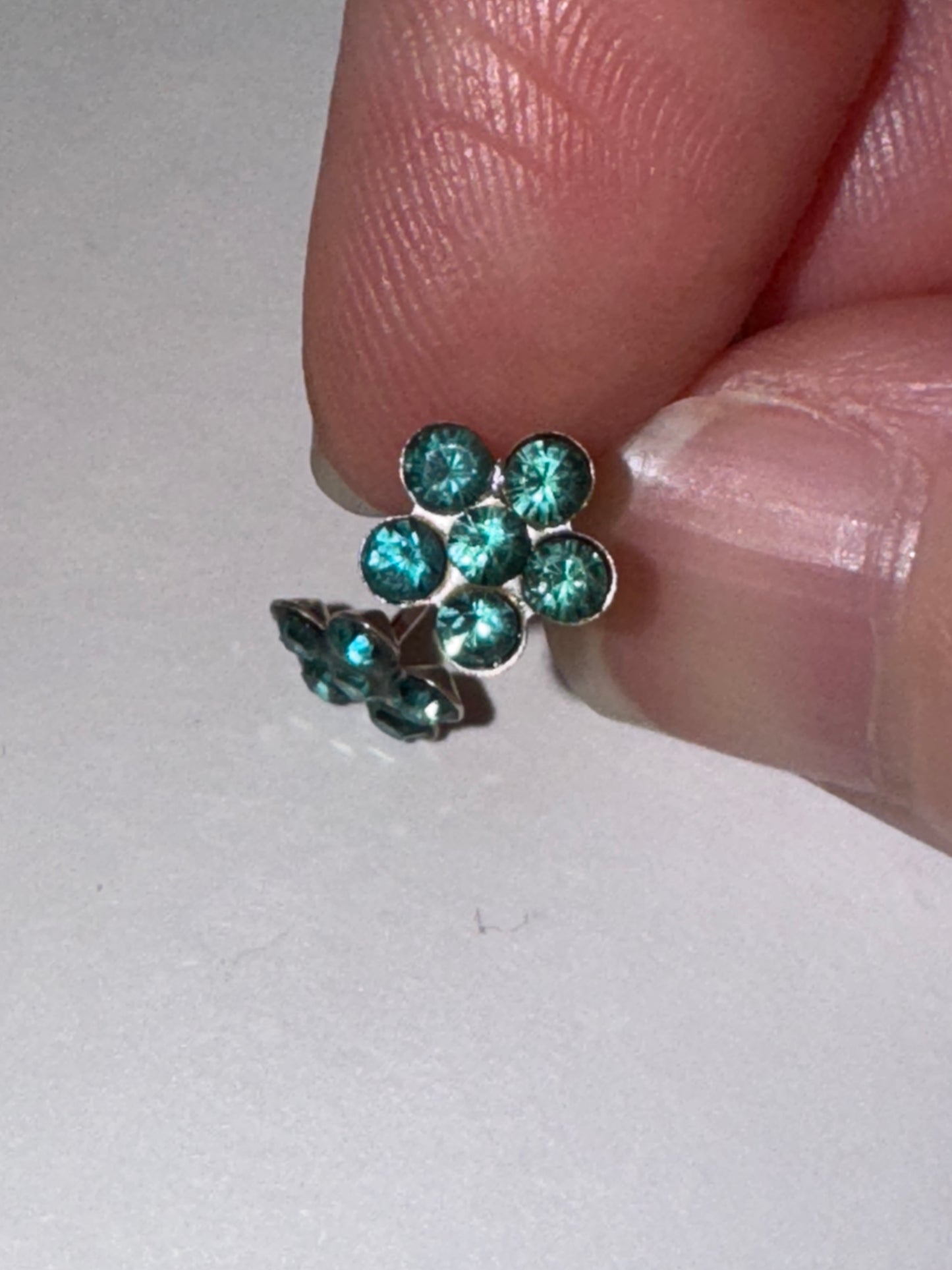 7mm Aqua Blue Flower Cz And Sterling Post Earrings