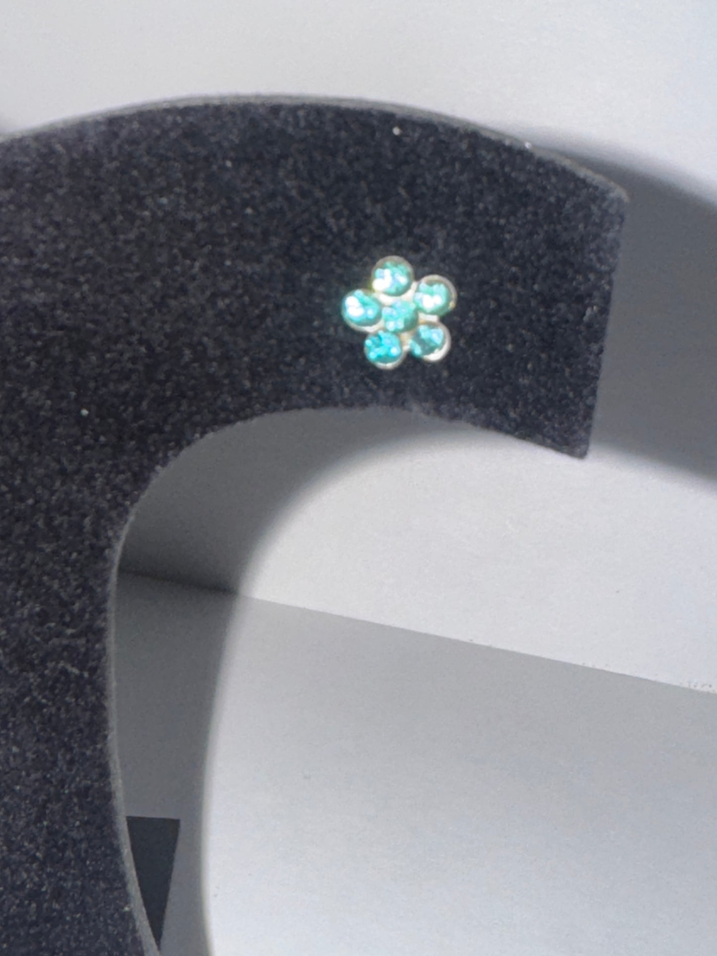 7mm Aqua Blue Flower Cz And Sterling Post Earrings