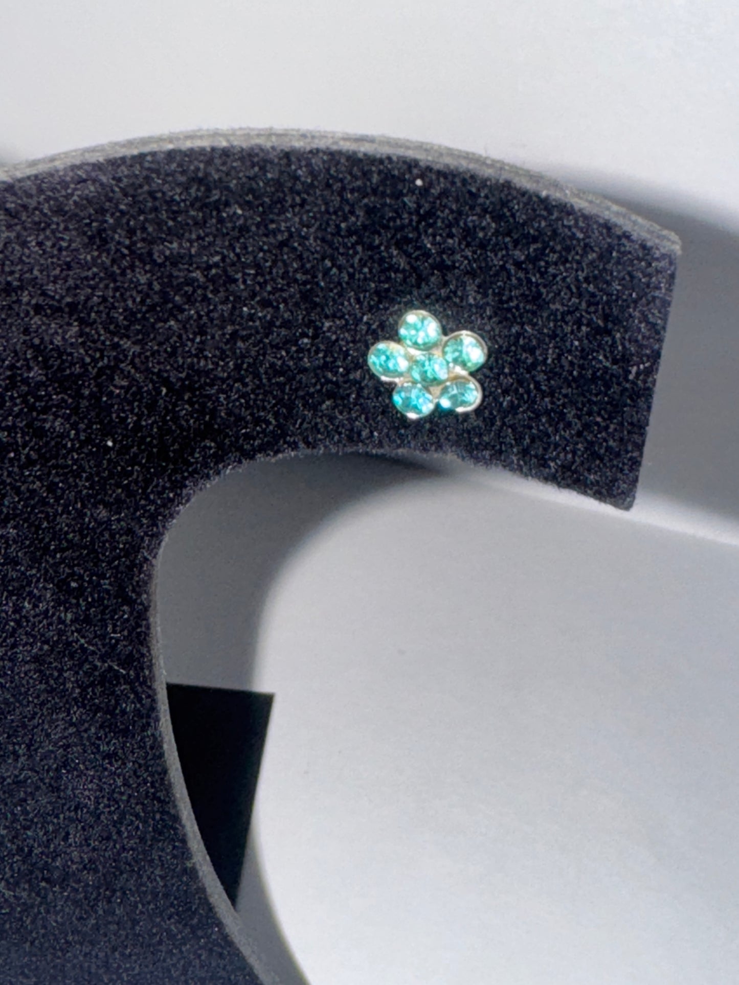 7mm Aqua Blue Flower Cz And Sterling Post Earrings