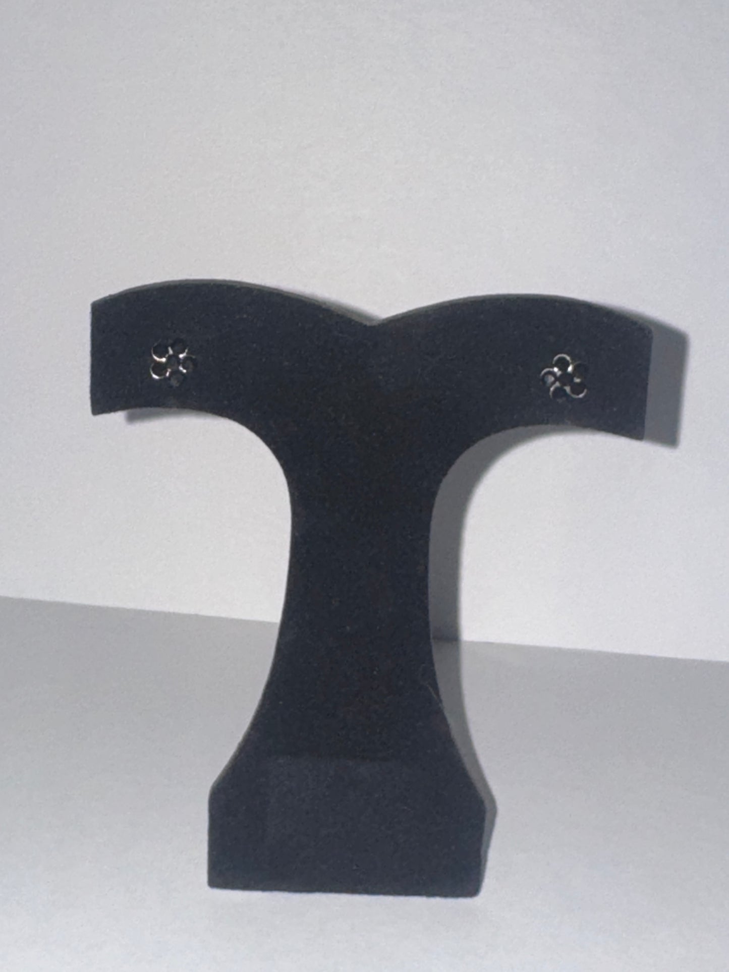 7mm Black Flower Cz And Sterling Post Earrings