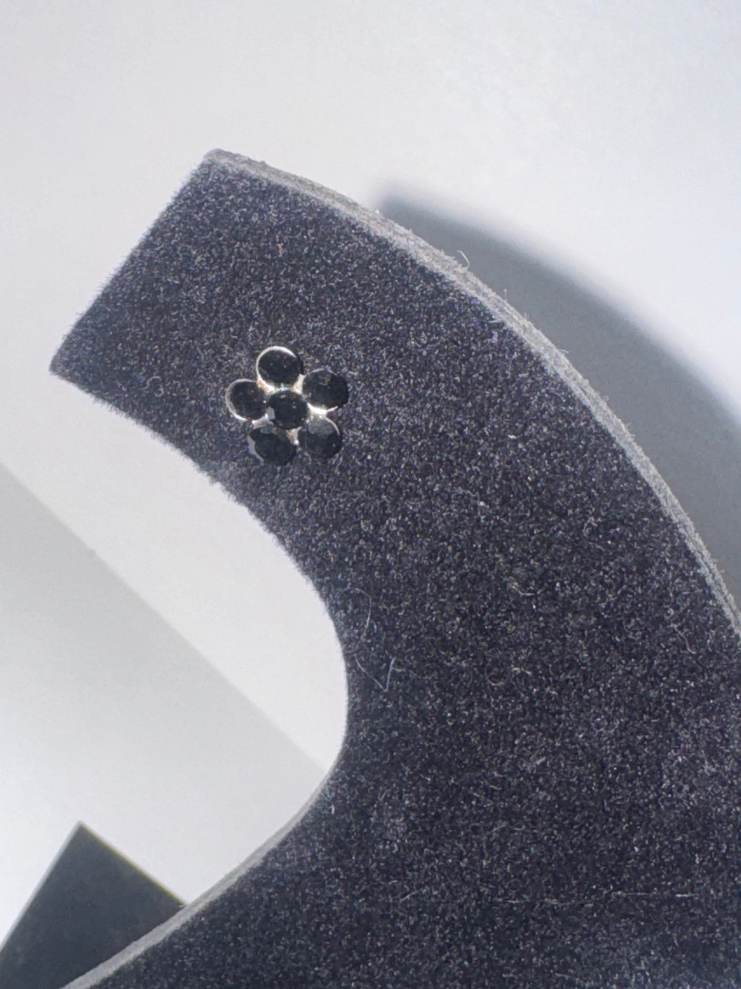 7mm Black Flower Cz And Sterling Post Earrings