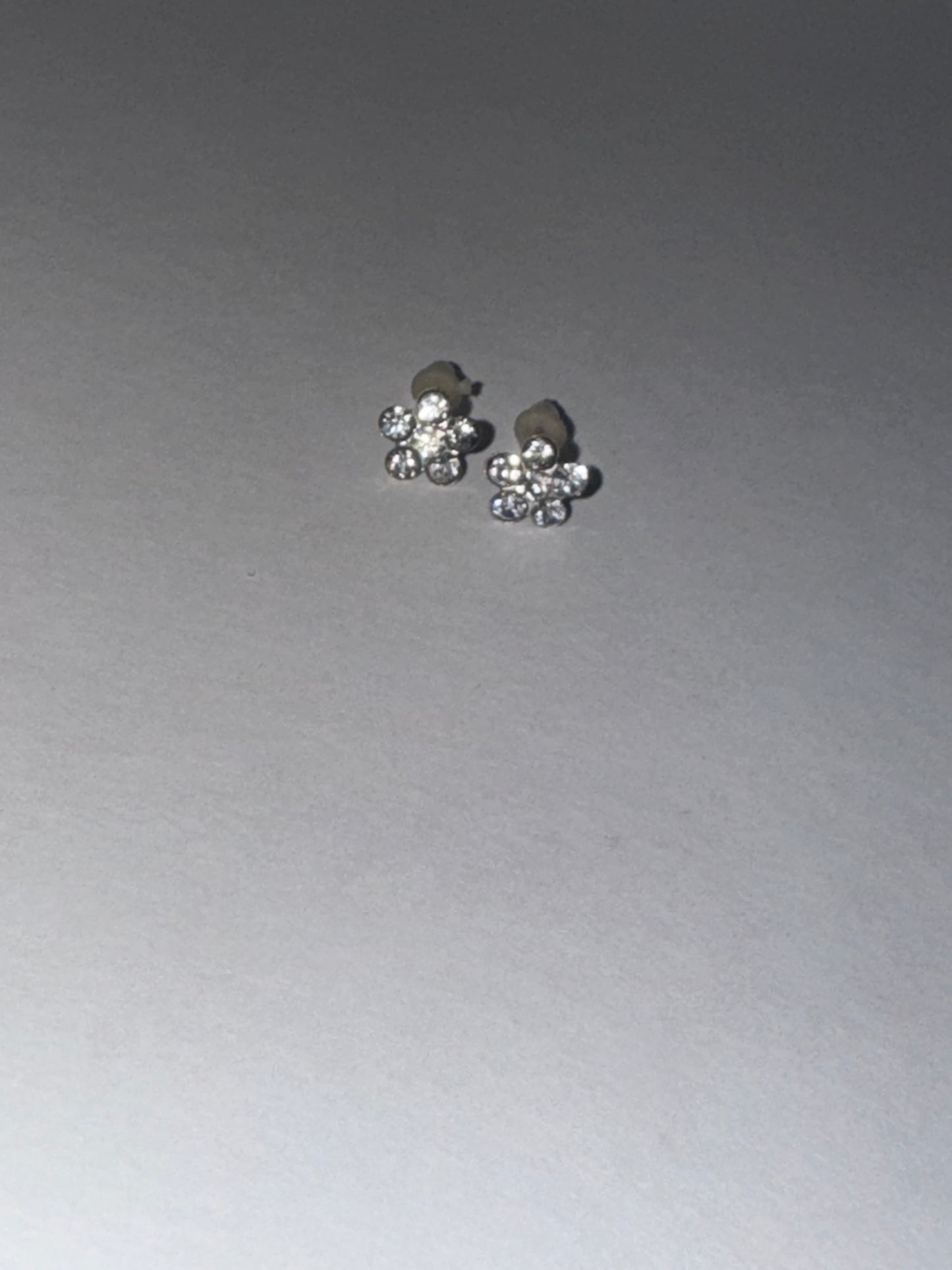 7mm Clear Flower Cz And Sterling Post Earrings