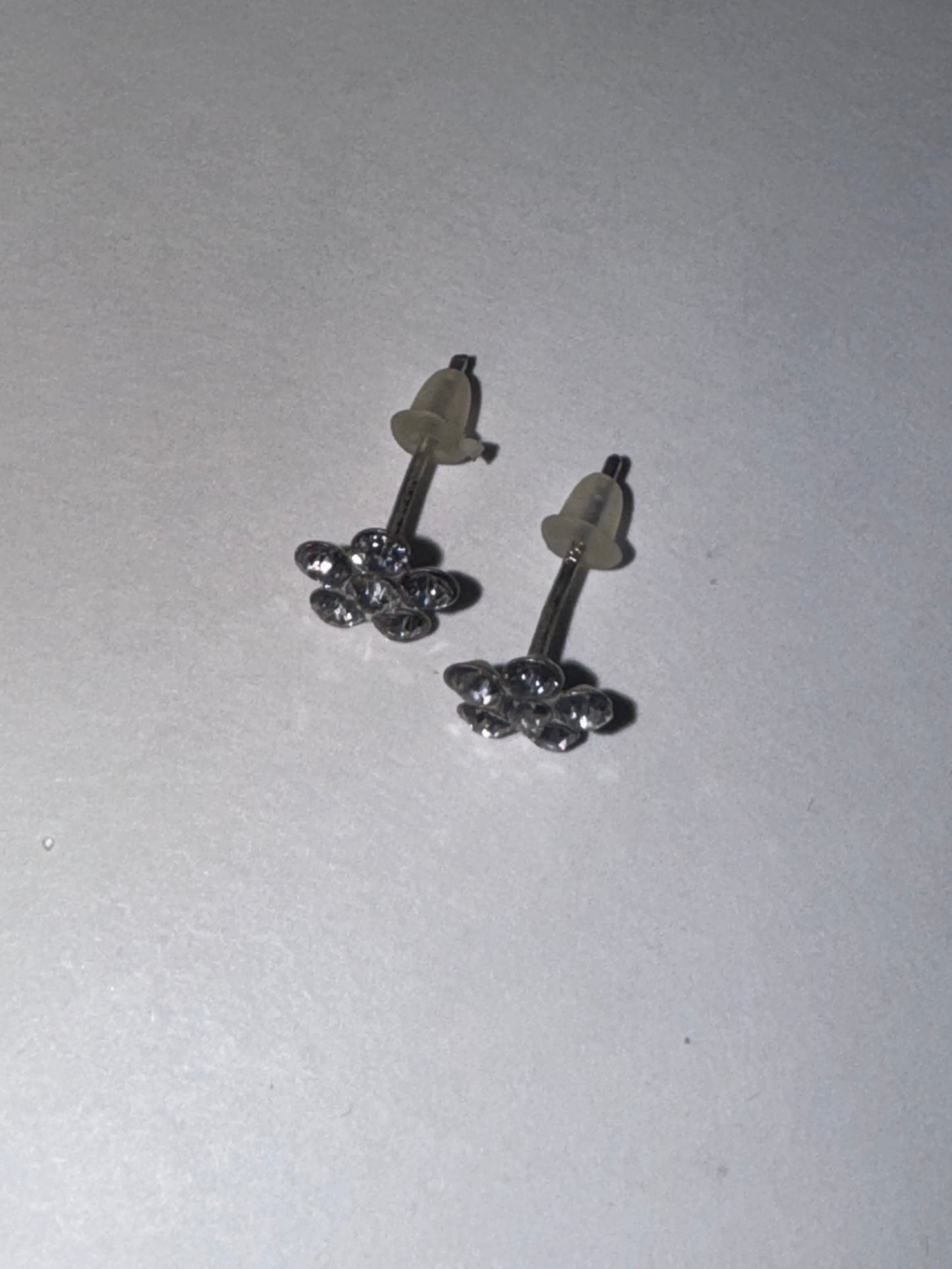 7mm Clear Flower Cz And Sterling Post Earrings