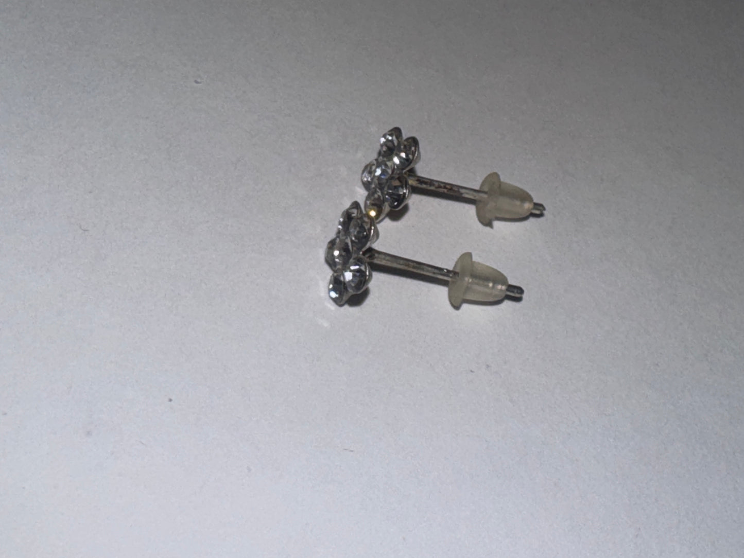 7mm Clear Flower Cz And Sterling Post Earrings