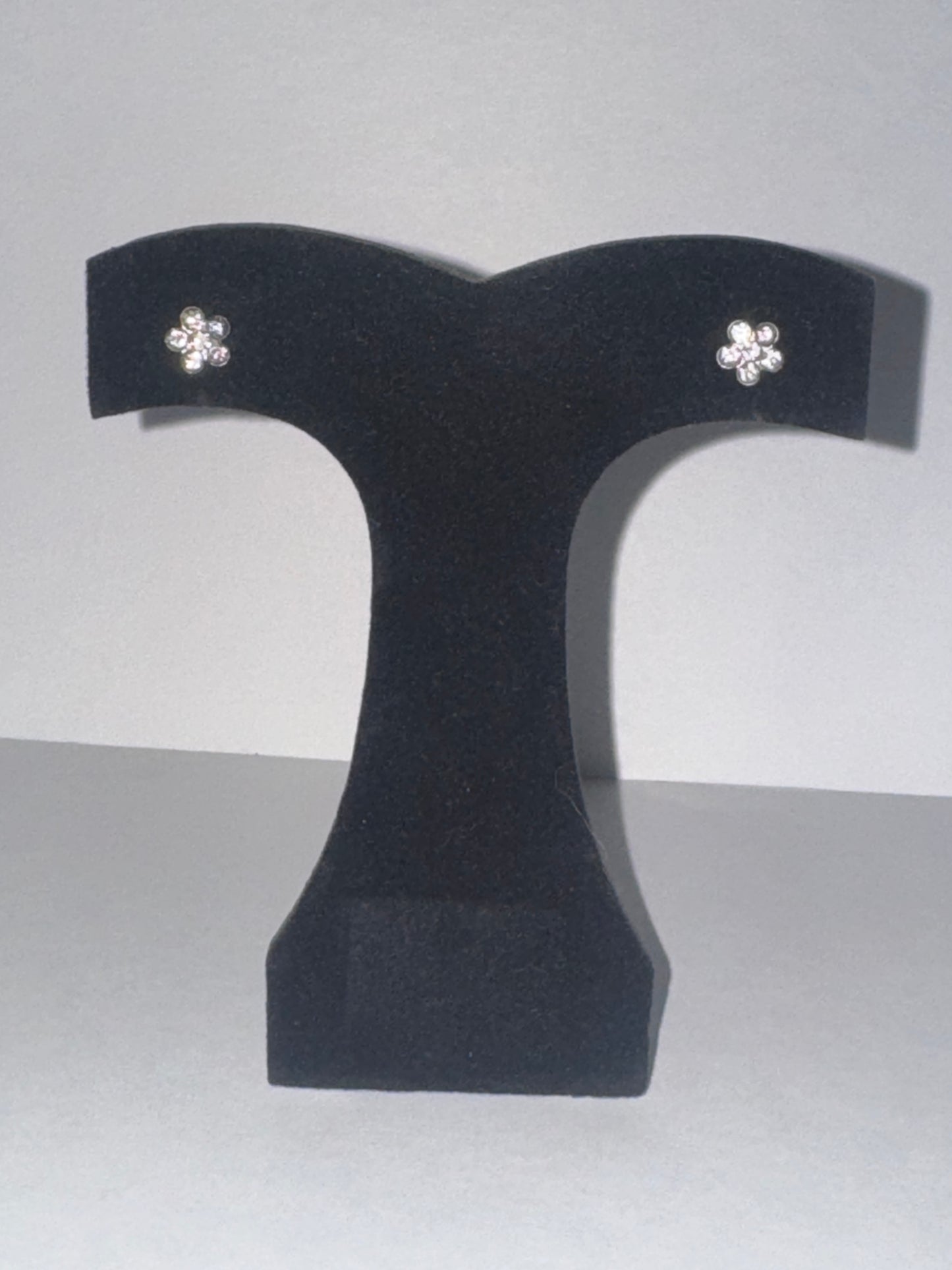 7mm Clear Flower Cz And Sterling Post Earrings