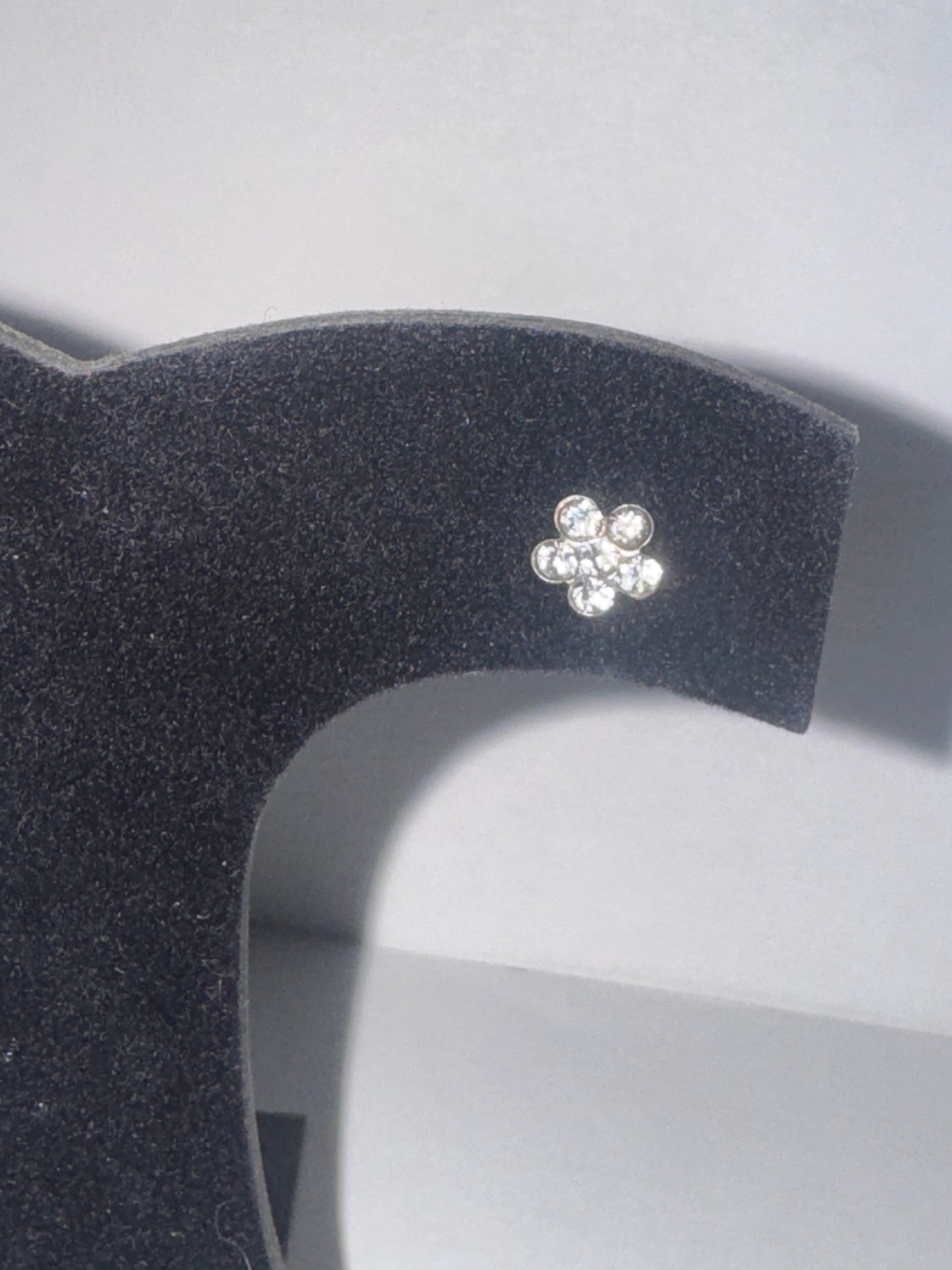 7mm Clear Flower Cz And Sterling Post Earrings
