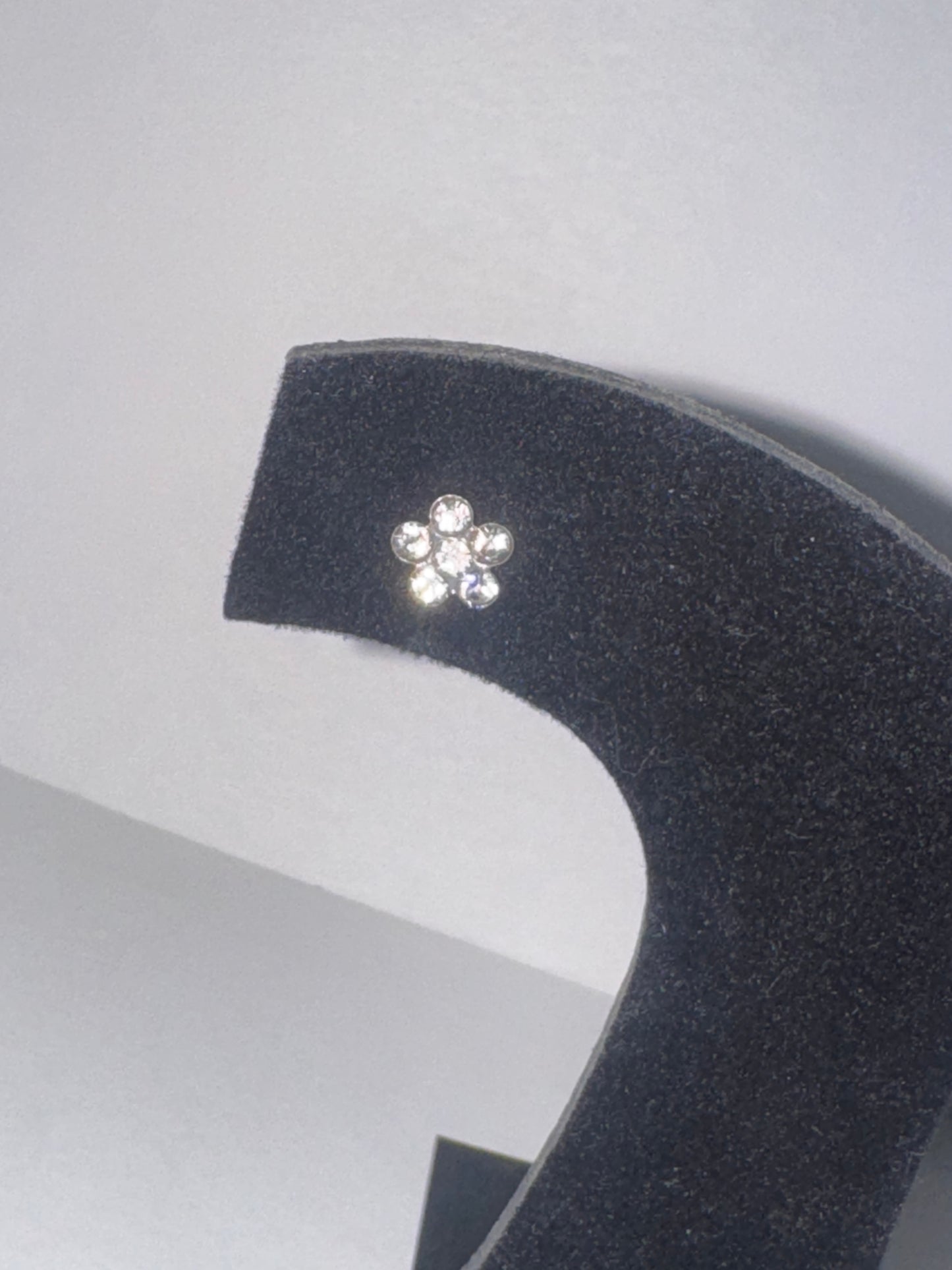 7mm Clear Flower Cz And Sterling Post Earrings