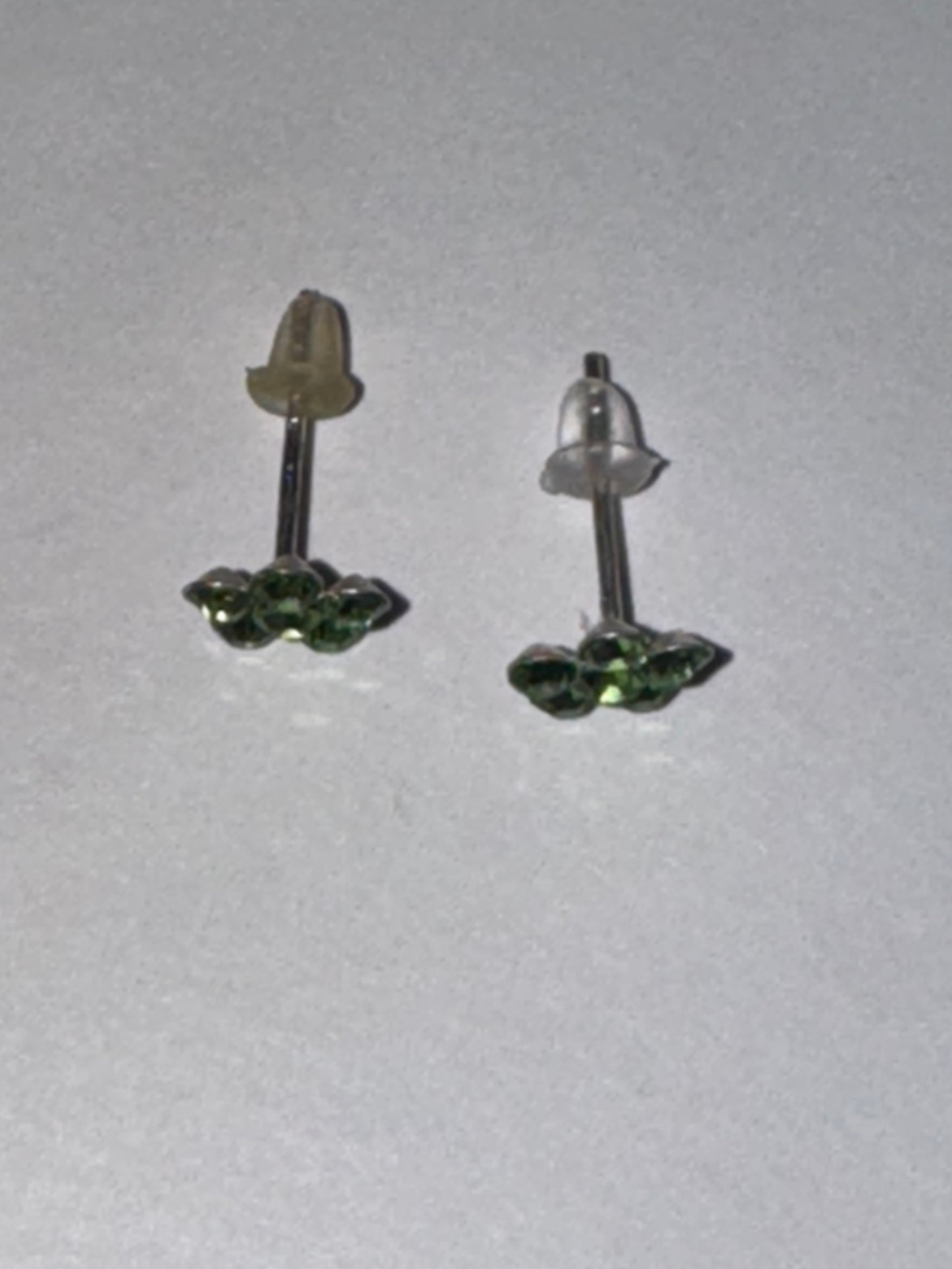 7mm Green Flower Cz And Sterling Post Earrings