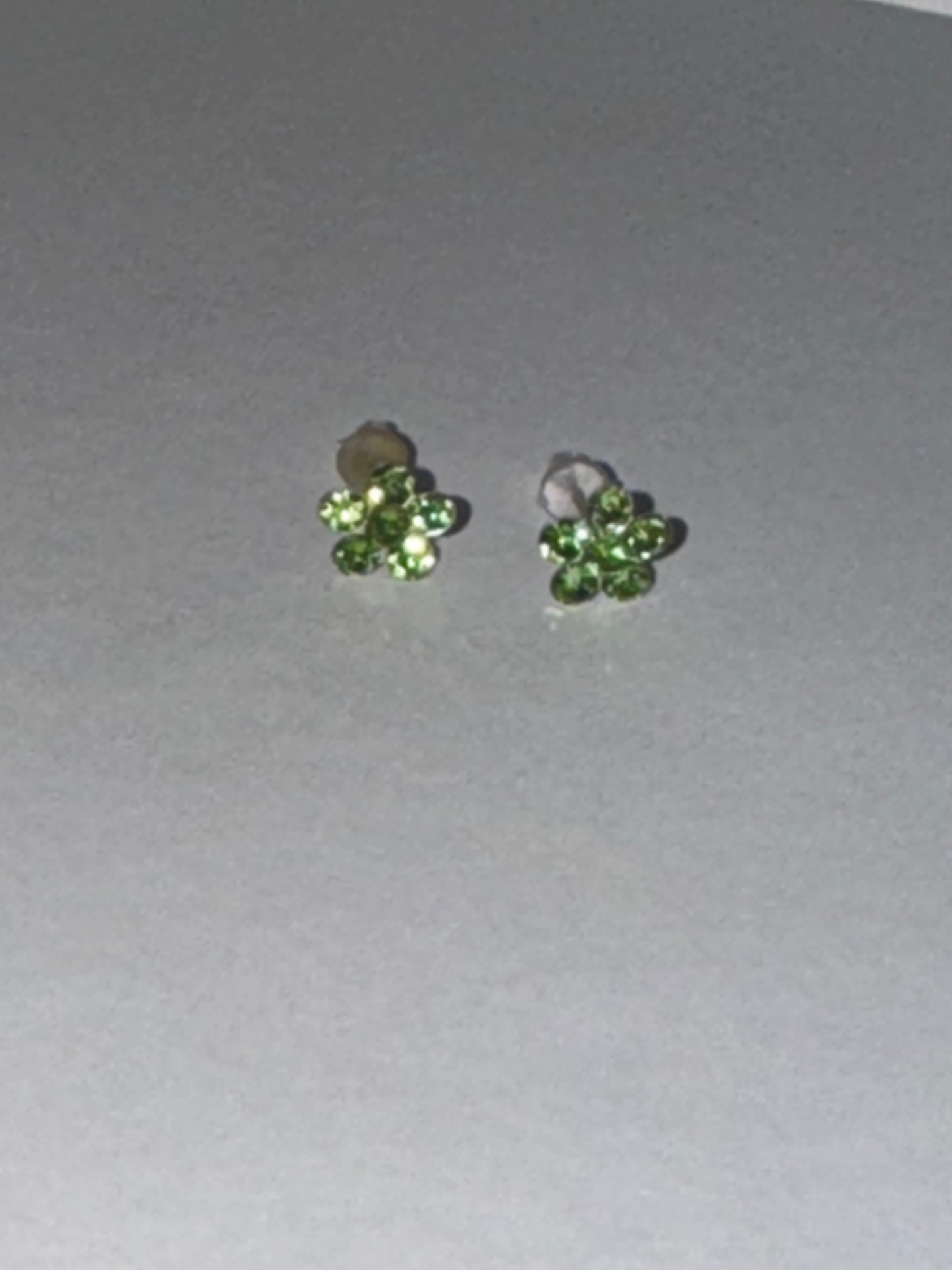 7mm Green Flower Cz And Sterling Post Earrings