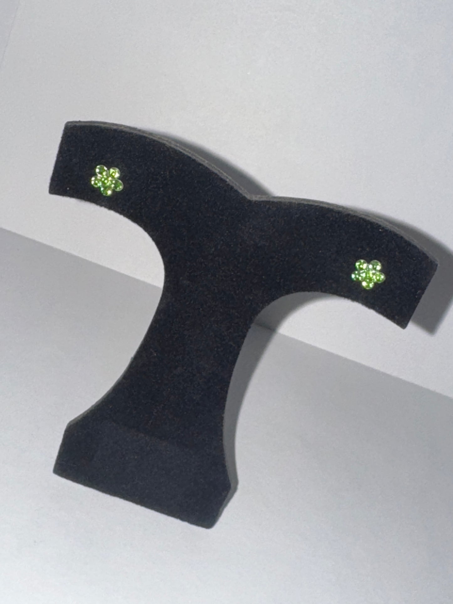 7mm Green Flower Cz And Sterling Post Earrings