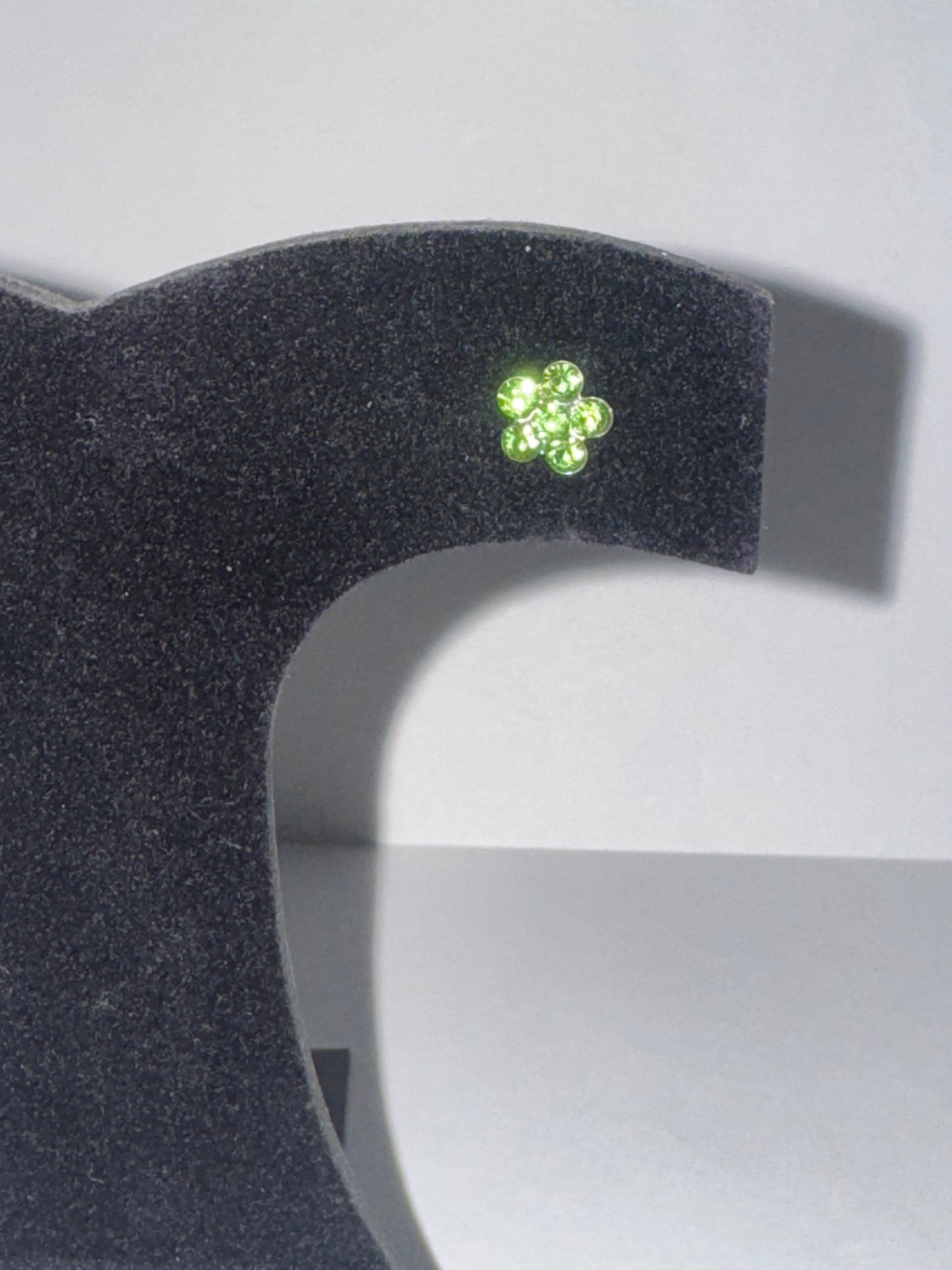 7mm Green Flower Cz And Sterling Post Earrings