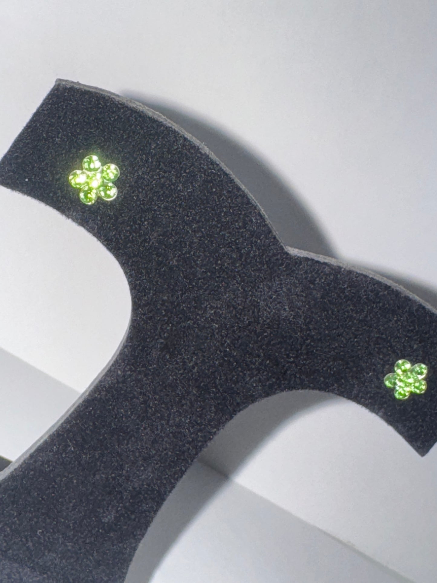 7mm Green Flower Cz And Sterling Post Earrings