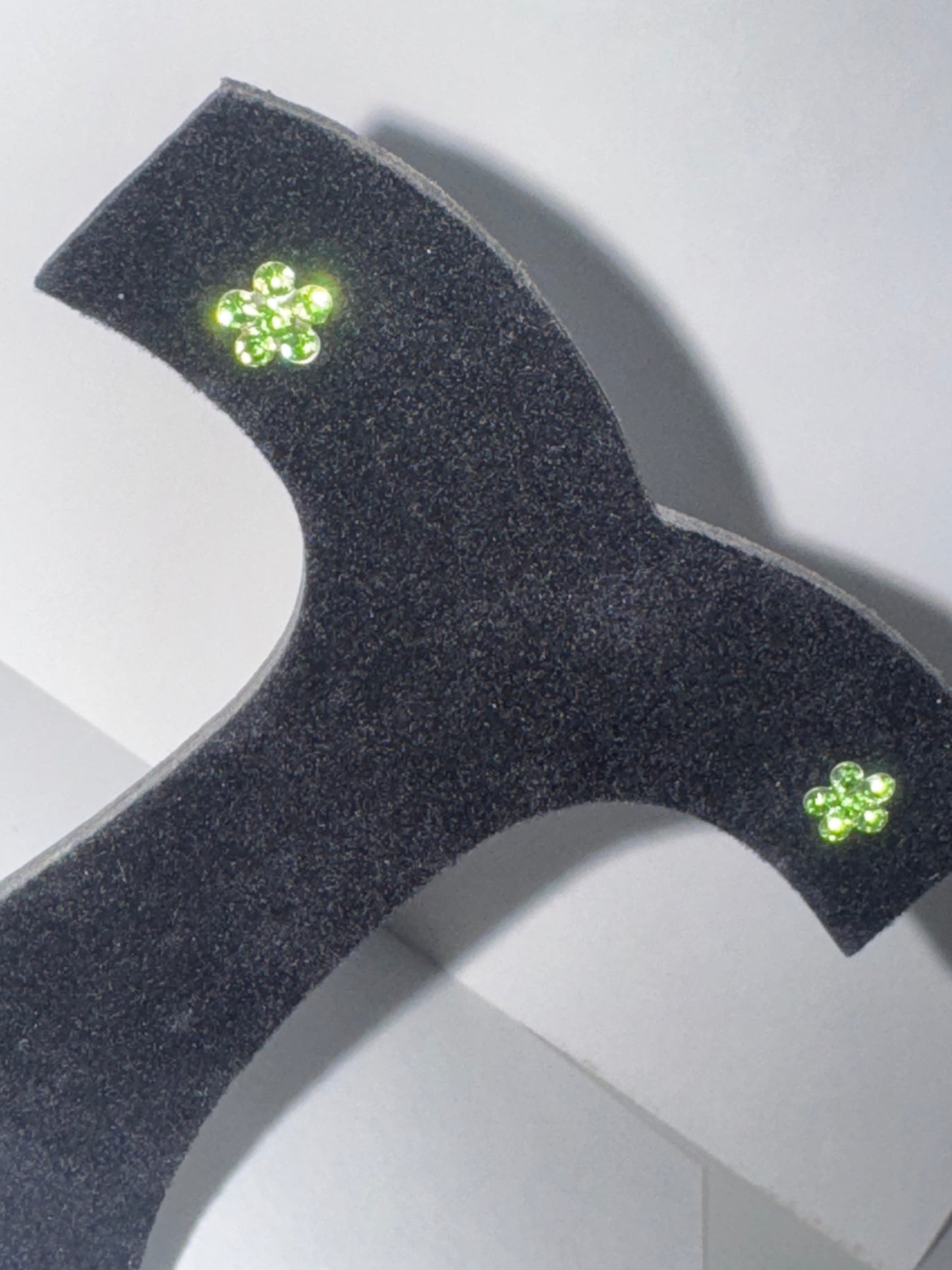 7mm Green Flower Cz And Sterling Post Earrings