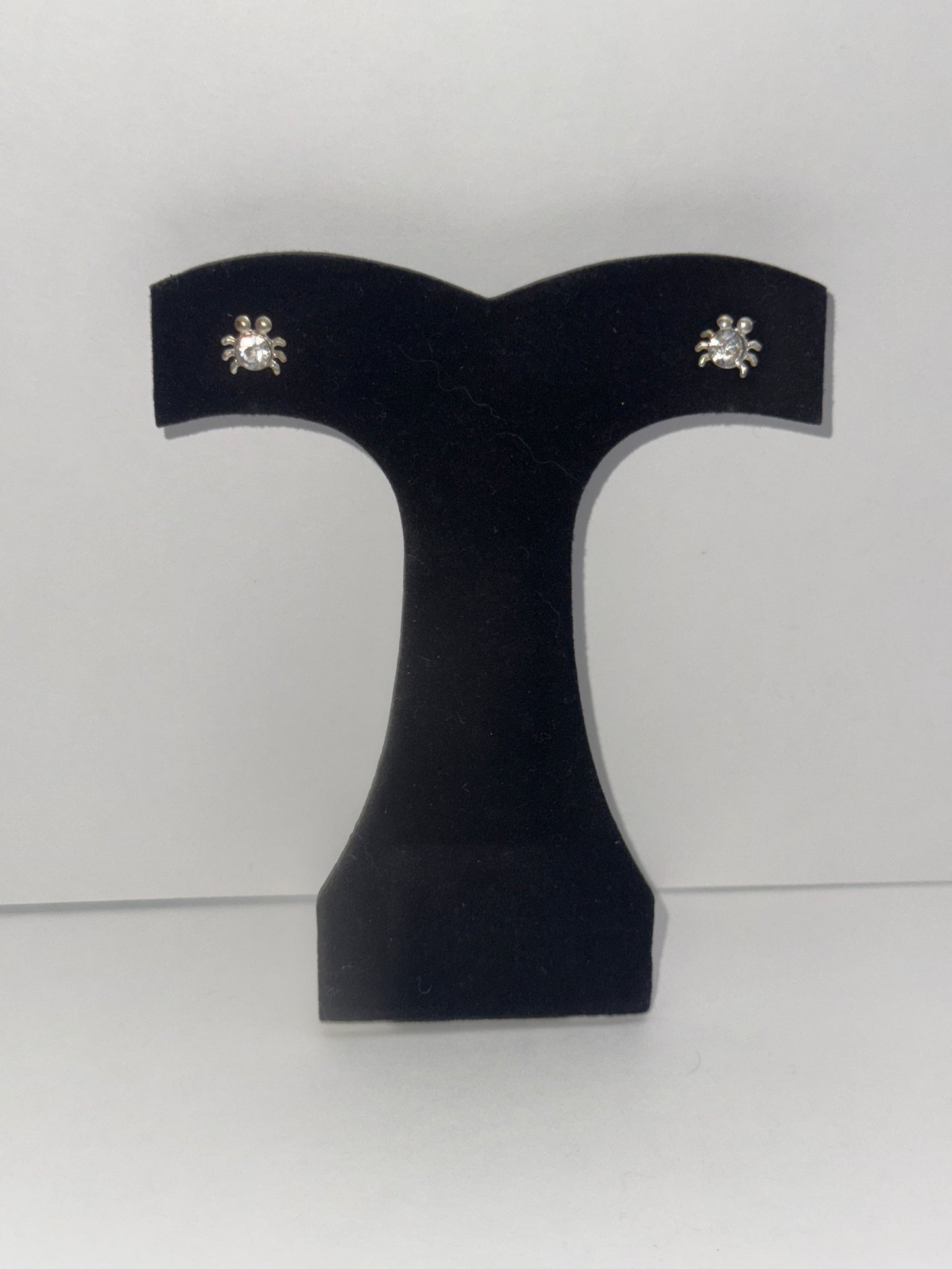 Clear Cute 8.25mm Sterling Silver Spider Post Earrings