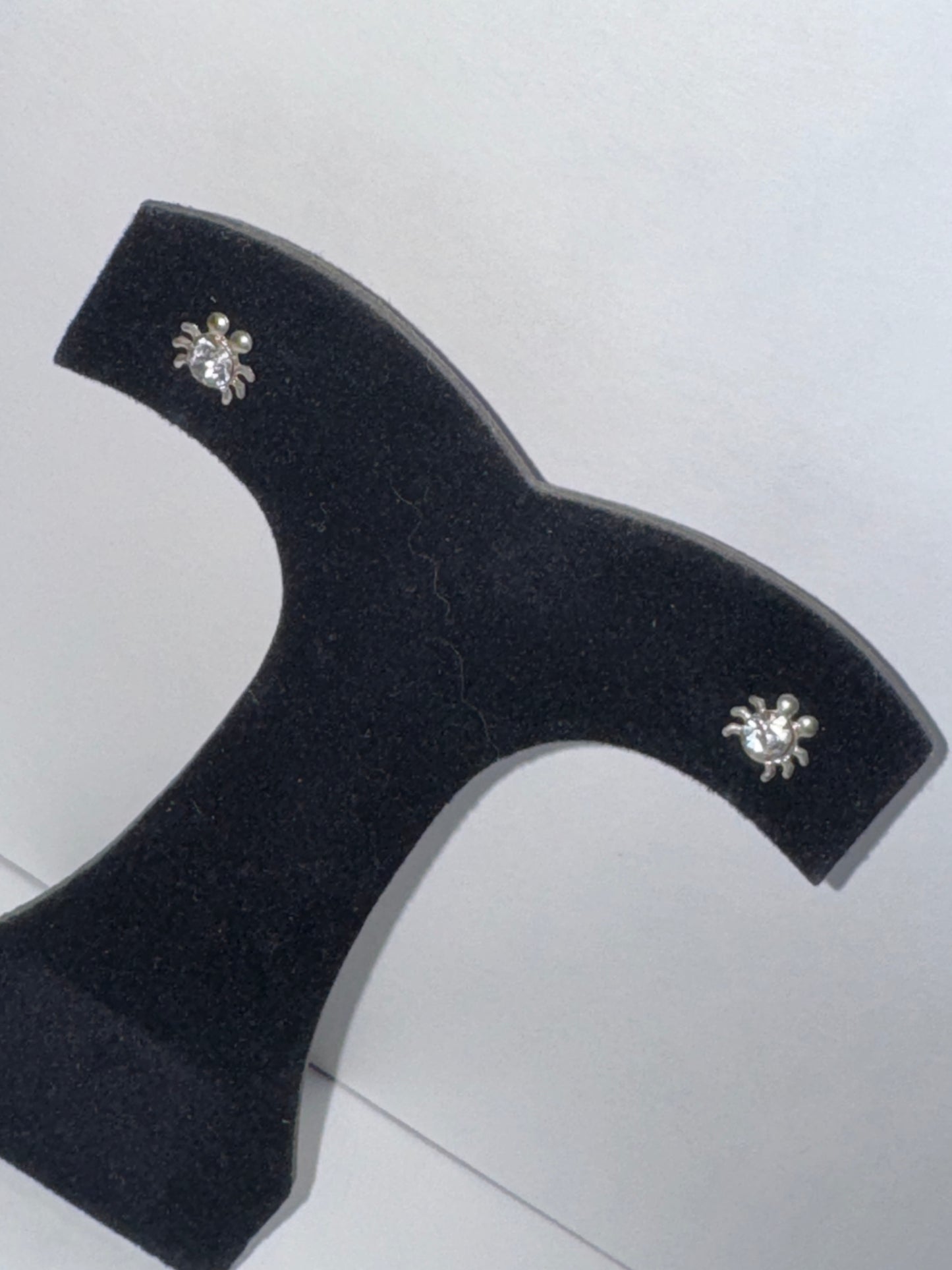 Clear Cute 8.25mm Sterling Silver Spider Post Earrings