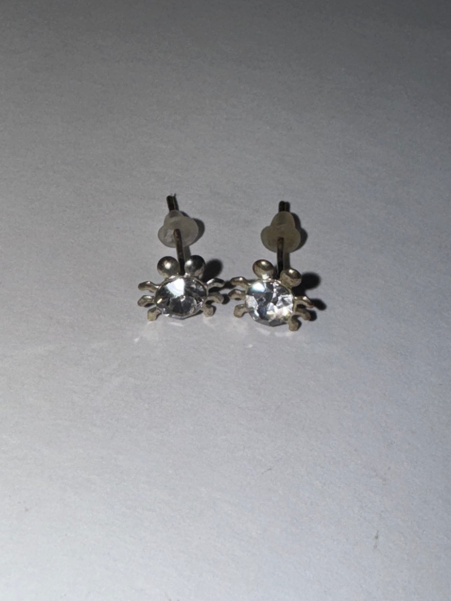 Clear Cute 8.25mm Sterling Silver Spider Post Earrings