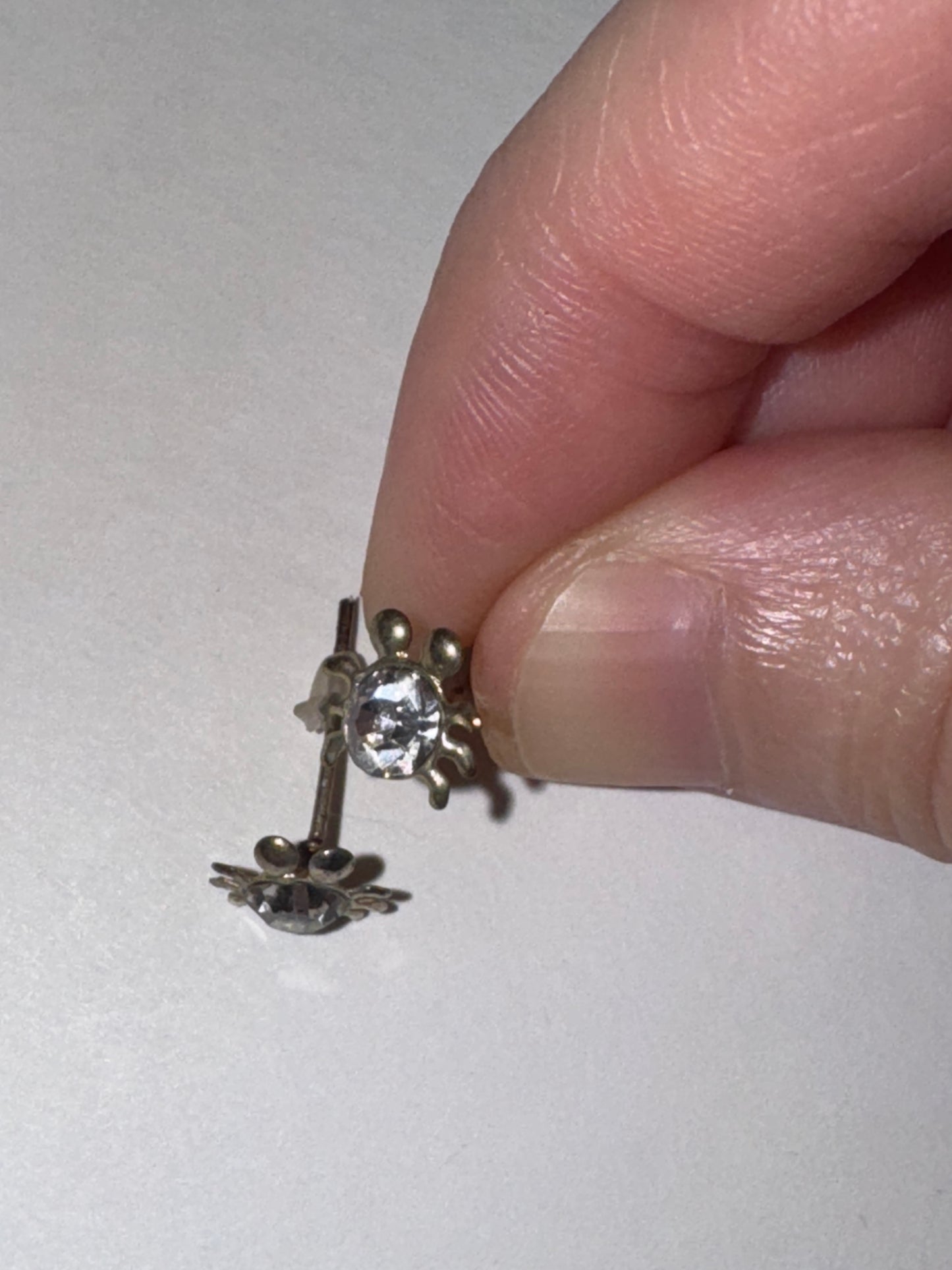 Clear Cute 8.25mm Sterling Silver Spider Post Earrings