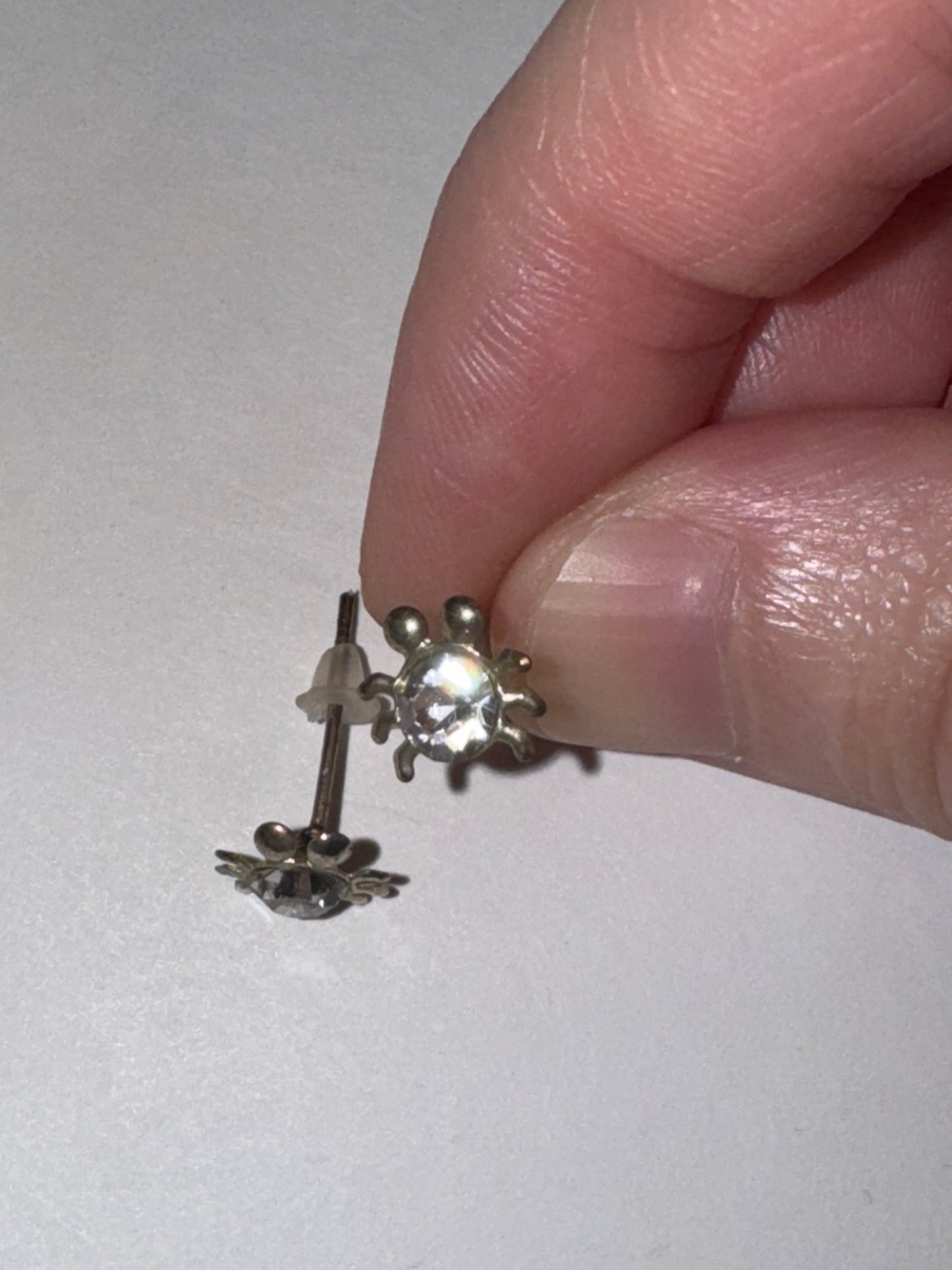 Clear Cute 8.25mm Sterling Silver Spider Post Earrings