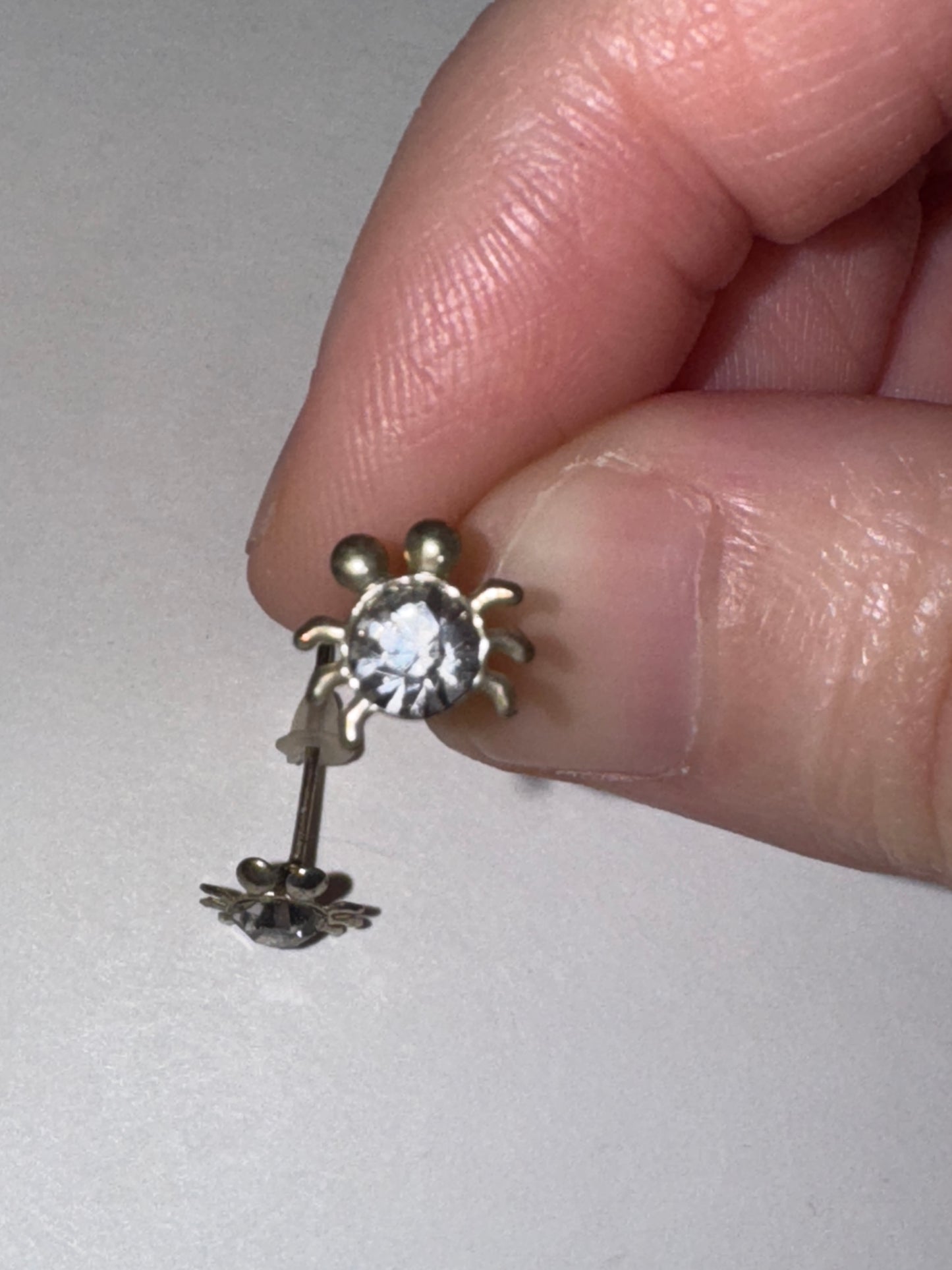 Clear Cute 8.25mm Sterling Silver Spider Post Earrings