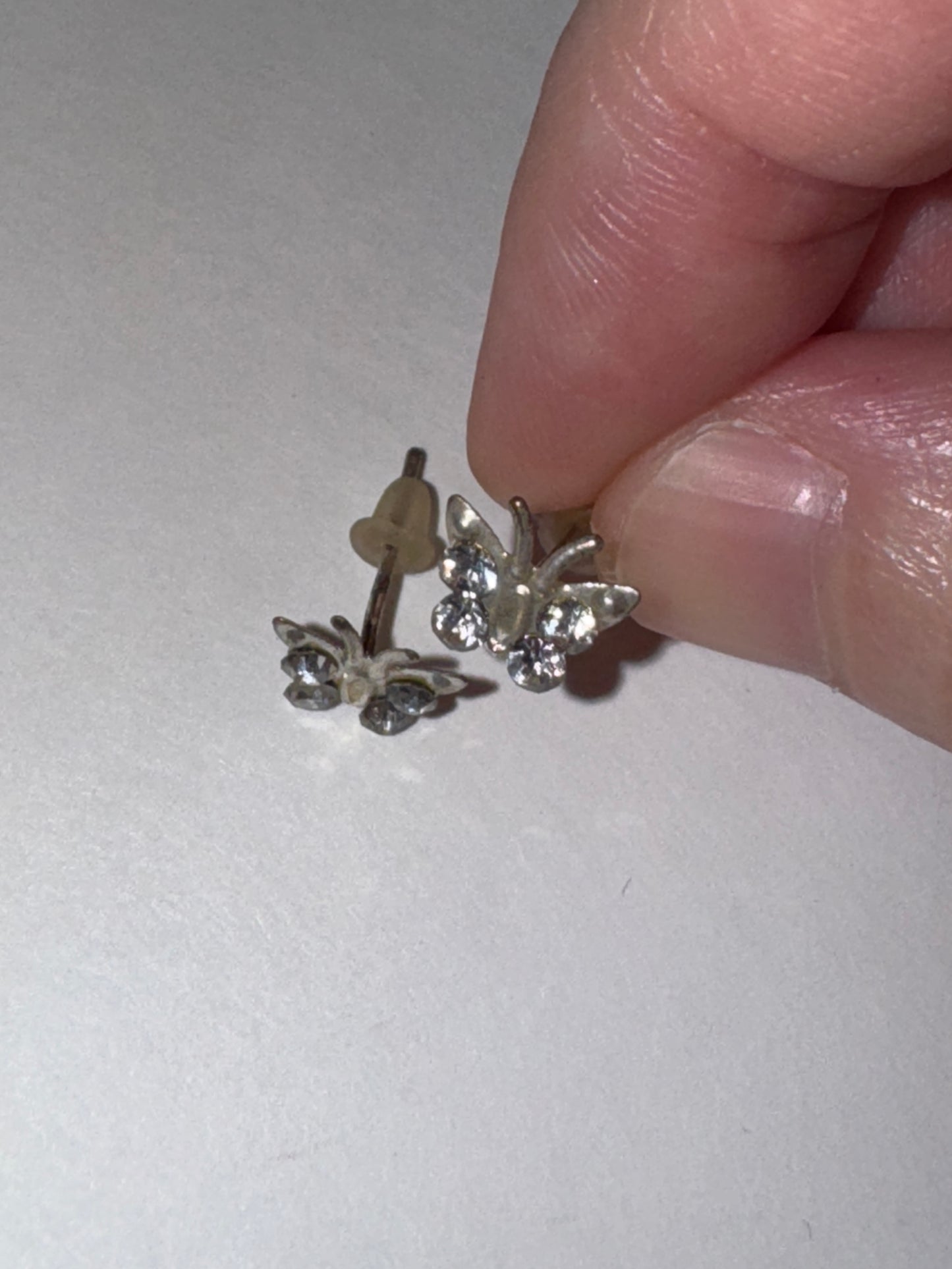 8.52mm Clear Butterfly Cz And Sterling Post Earrings