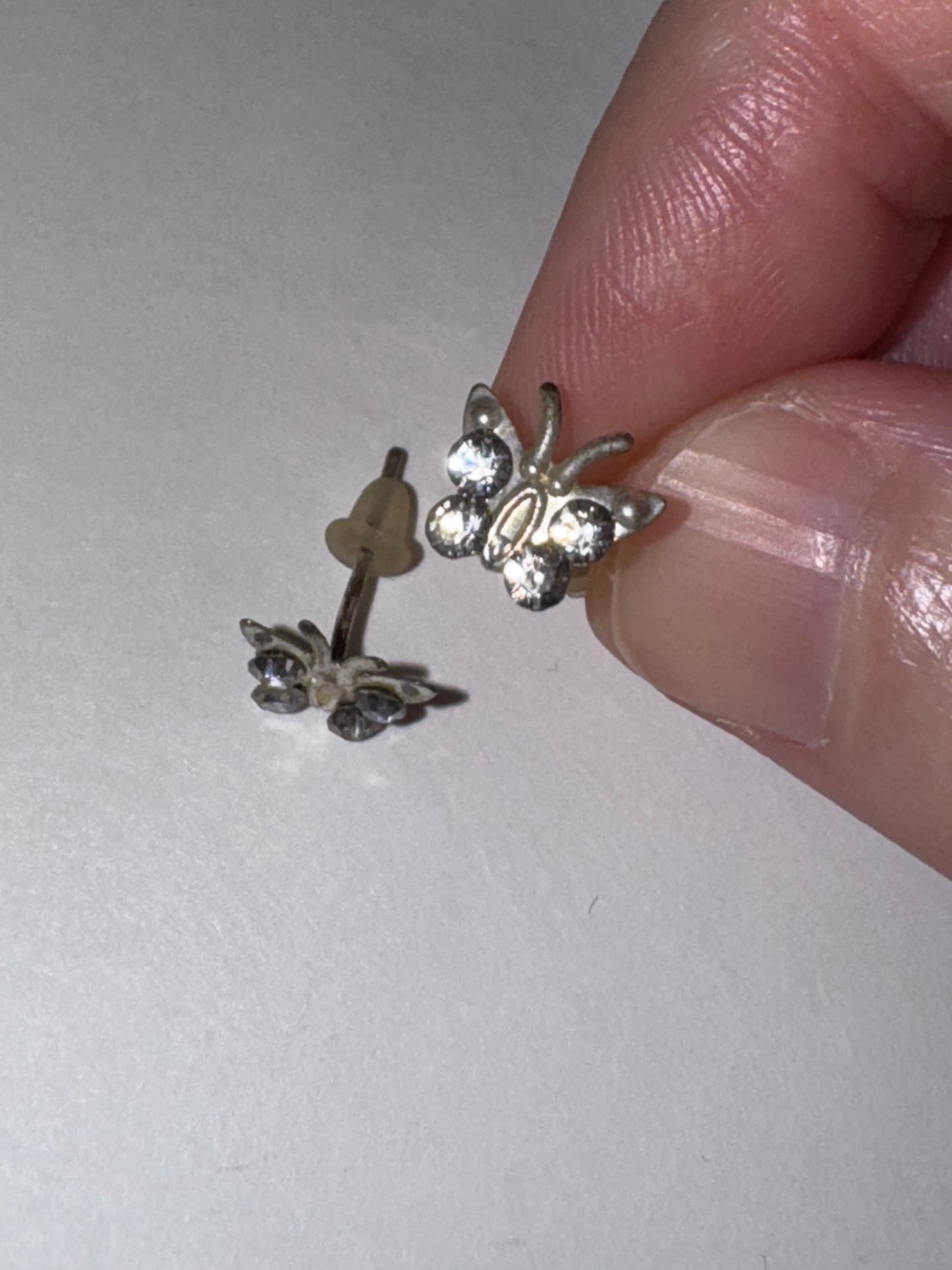 8.52mm Clear Butterfly Cz And Sterling Post Earrings