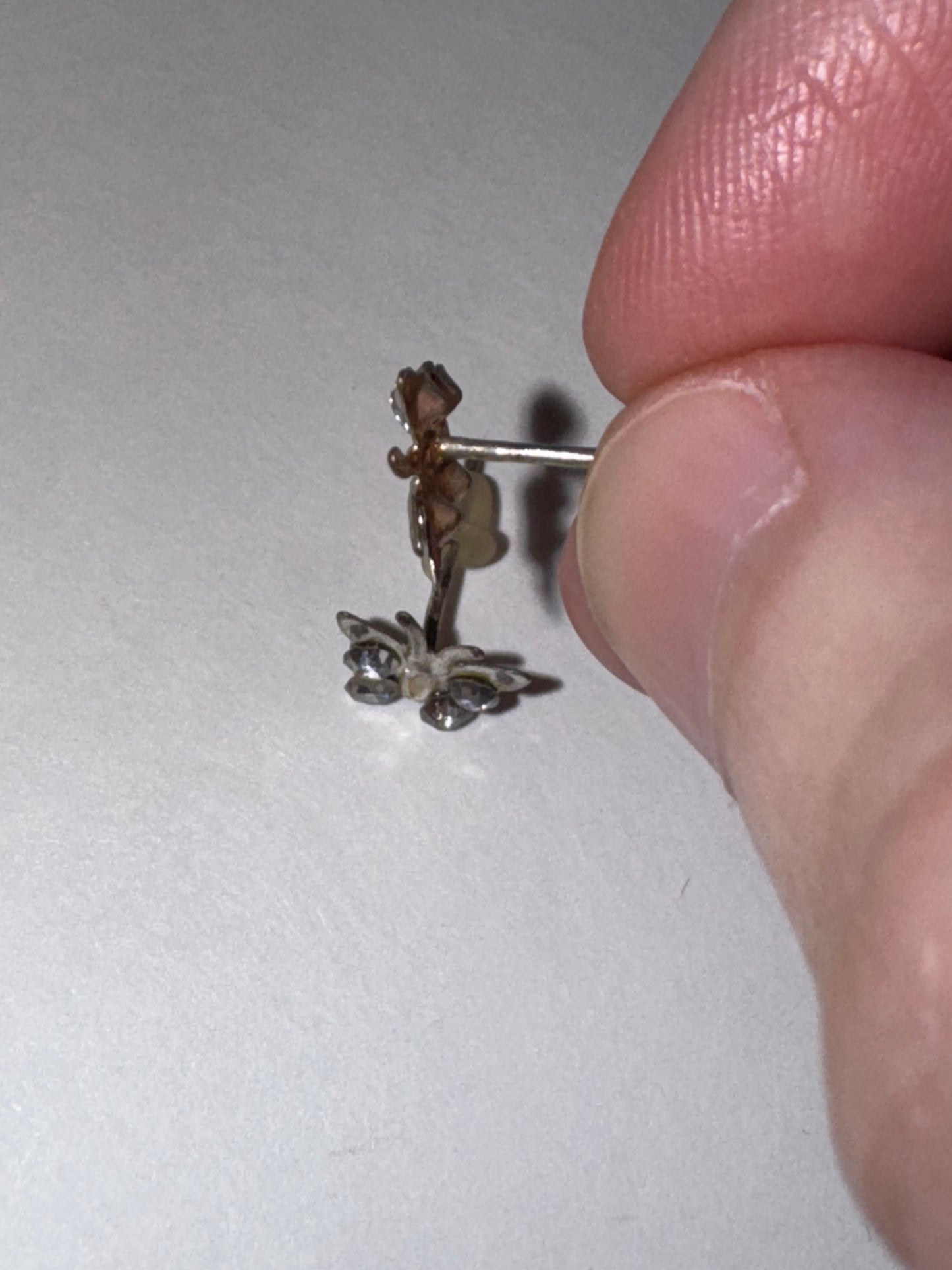 8.52mm Clear Butterfly Cz And Sterling Post Earrings