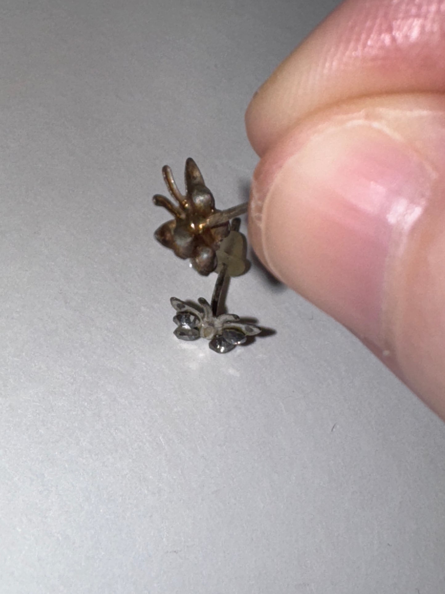 8.52mm Clear Butterfly Cz And Sterling Post Earrings