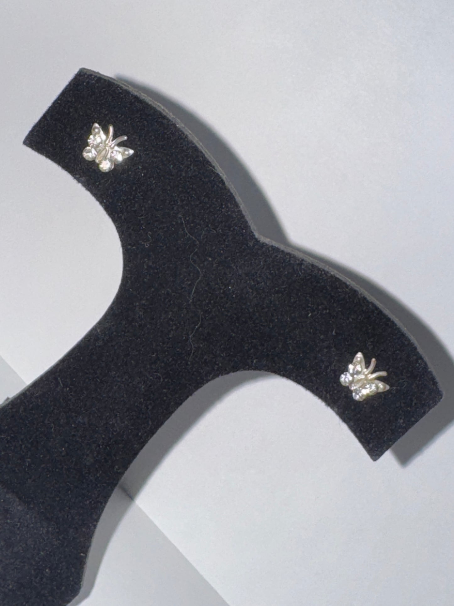 8.52mm Clear Butterfly Cz And Sterling Post Earrings