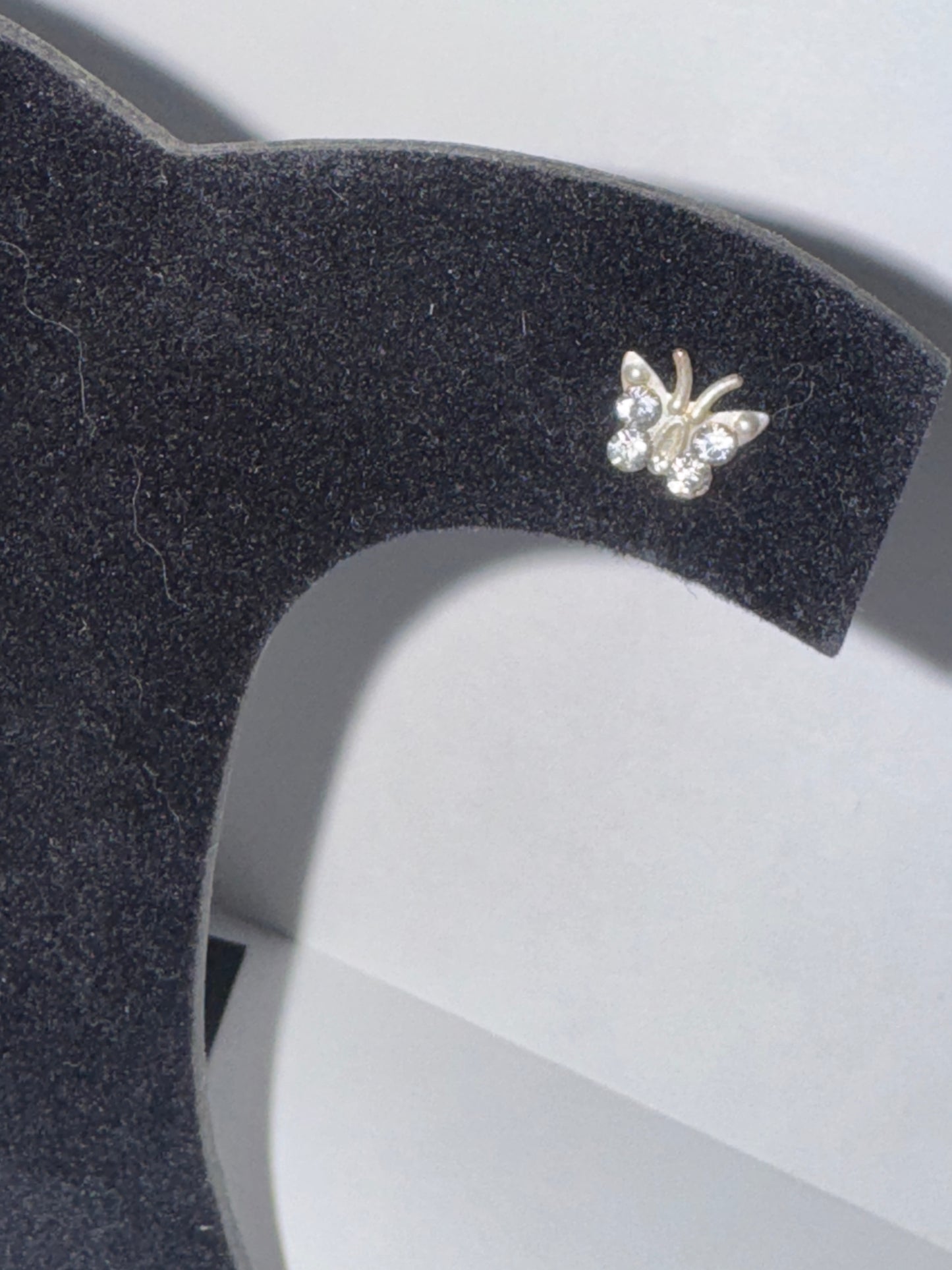 8.52mm Clear Butterfly Cz And Sterling Post Earrings