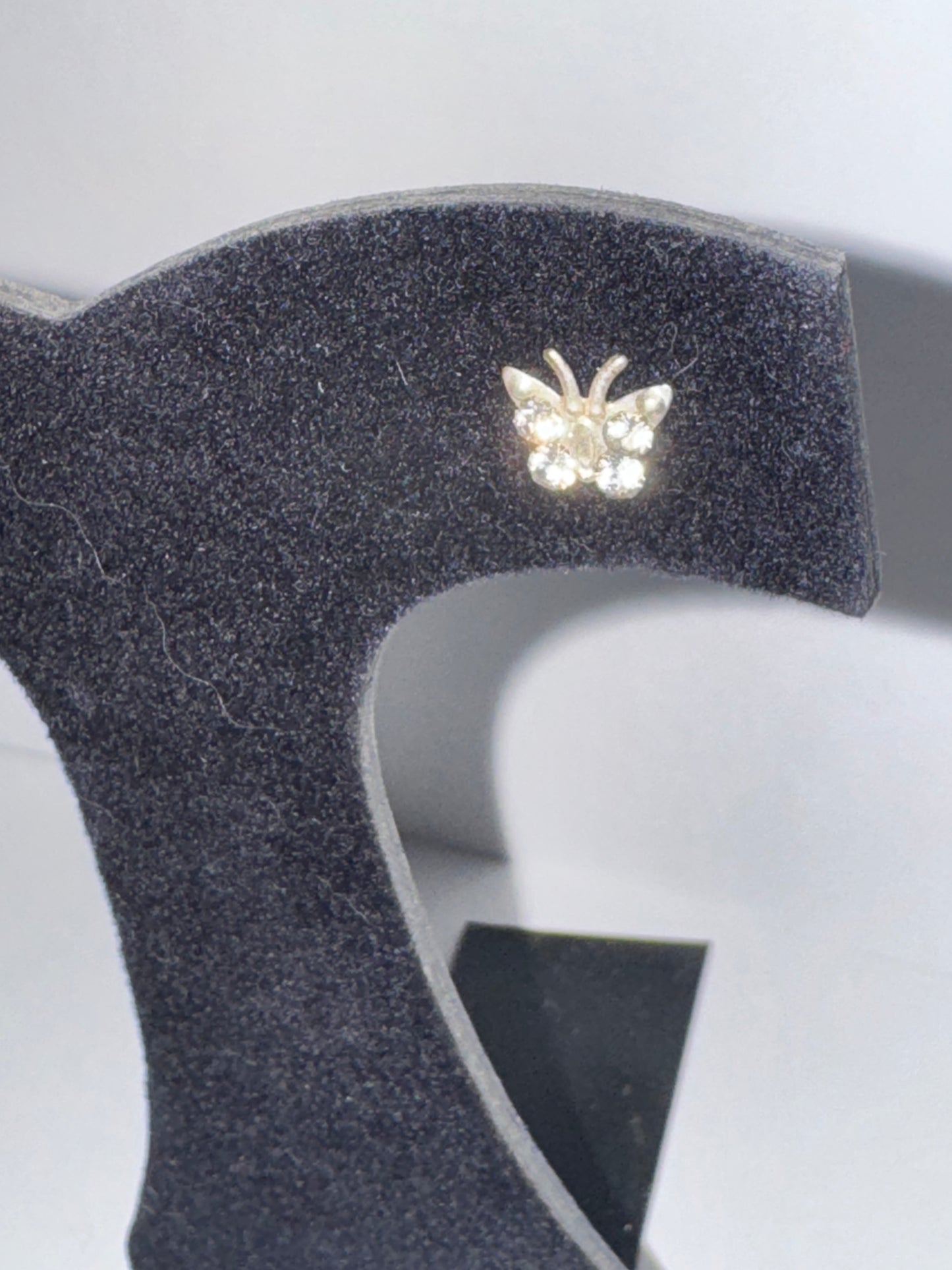 8.52mm Clear Butterfly Cz And Sterling Post Earrings