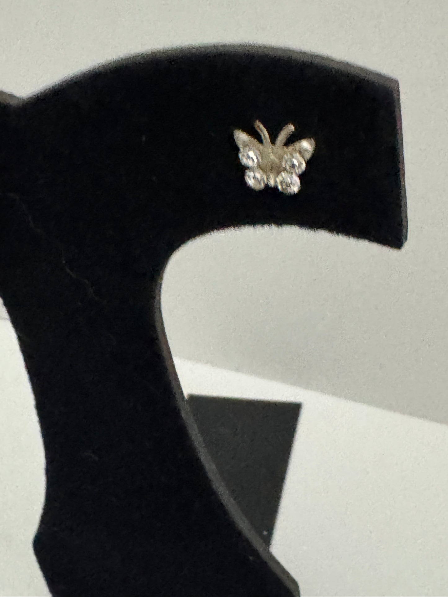 8.52mm Clear Butterfly Cz And Sterling Post Earrings