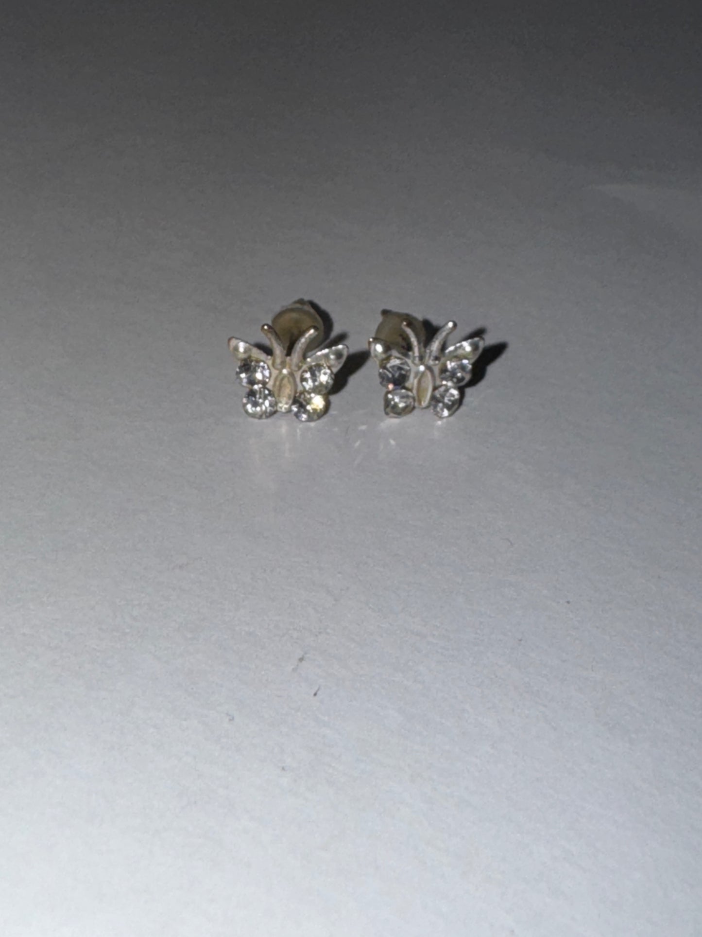 8.52mm Clear Butterfly Cz And Sterling Post Earrings
