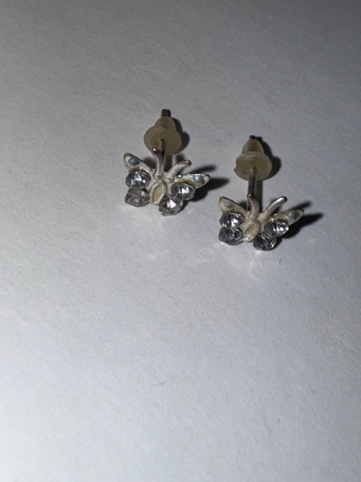 8.52mm Clear Butterfly Cz And Sterling Post Earrings
