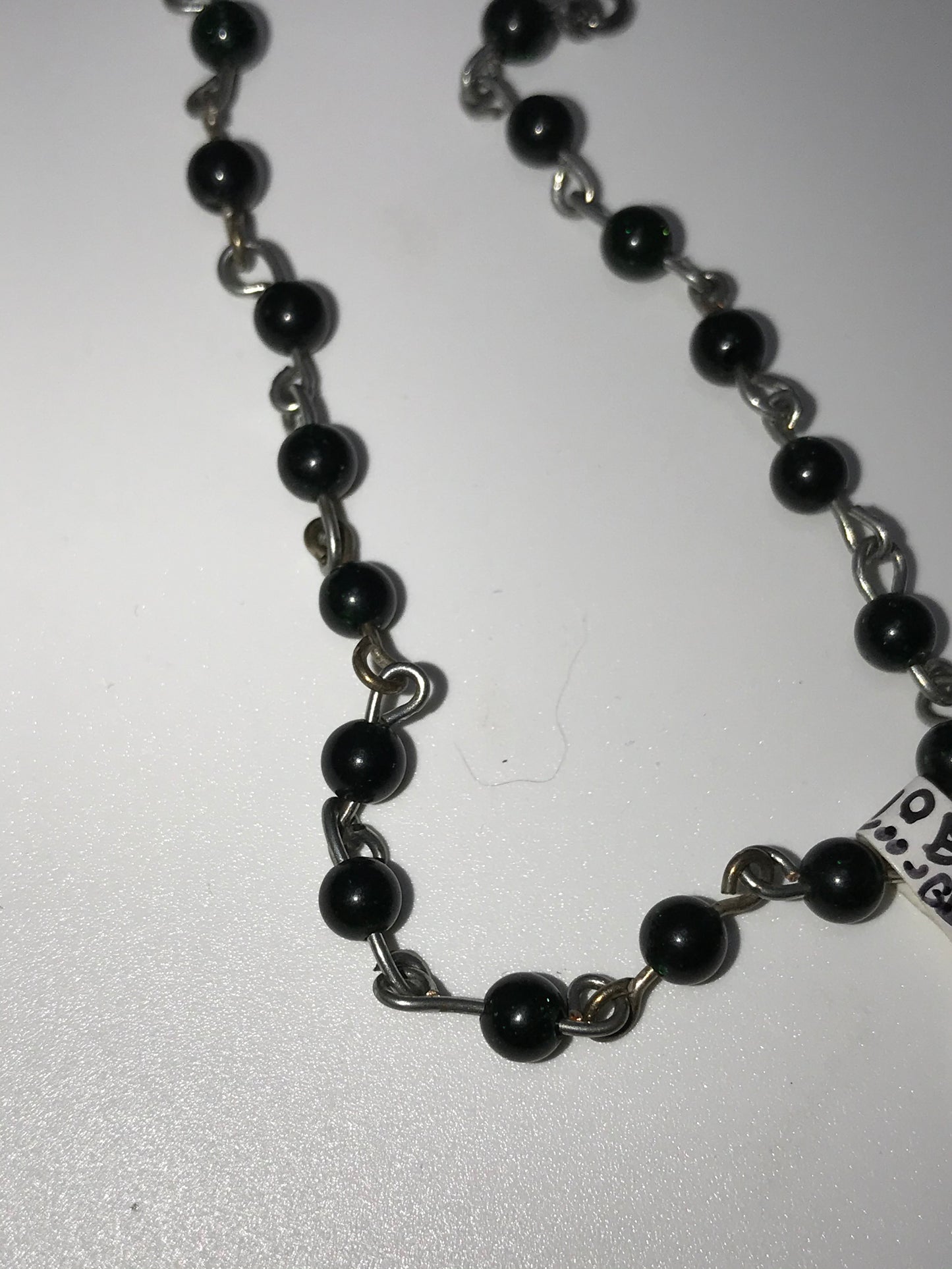 8 1/4" Obsidian and Green Goldstone Bracelet