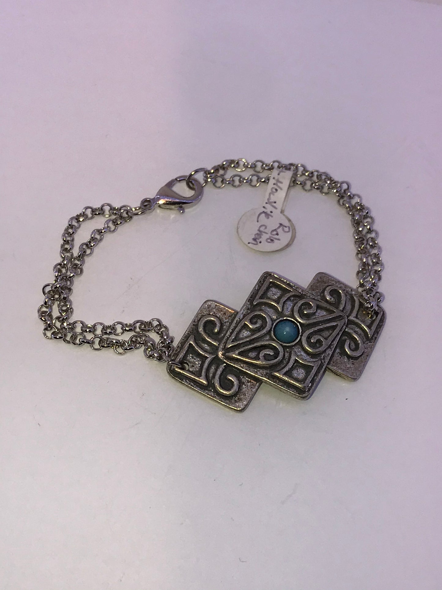 7 1/2" Howlite and Silver Bracelet