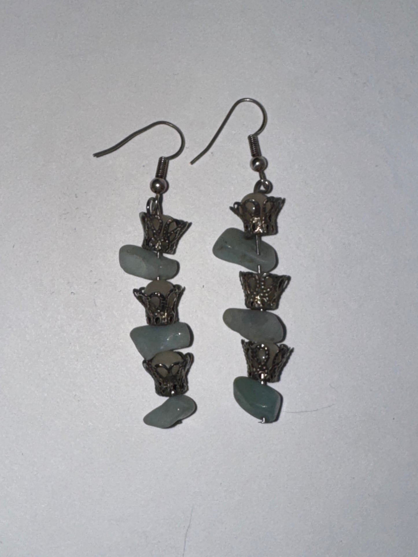 Amazonite and Jade Dangle Earrings