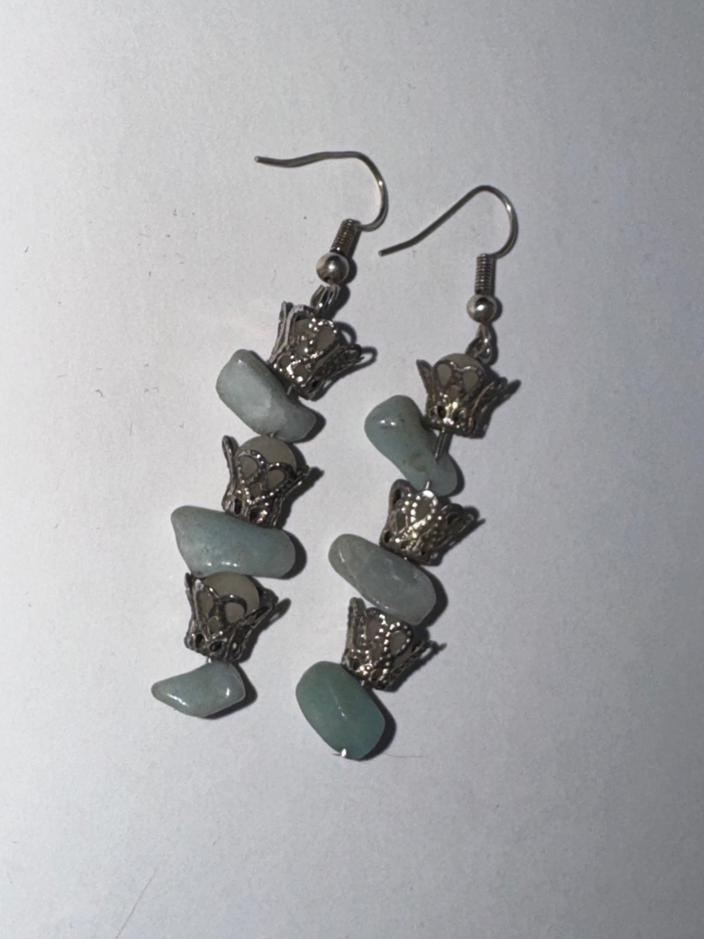 Amazonite and Jade Dangle Earrings
