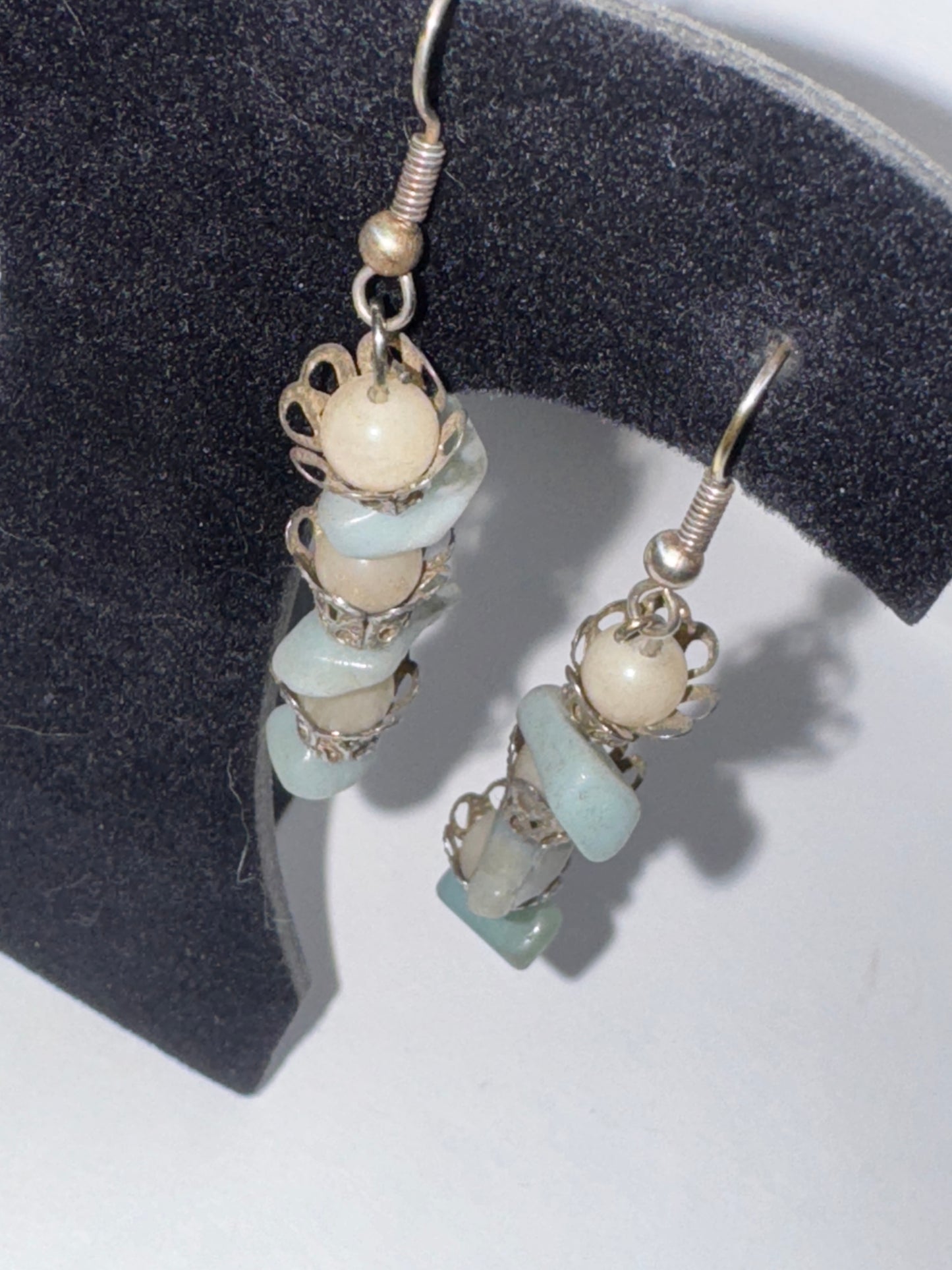 Amazonite and Jade Dangle Earrings