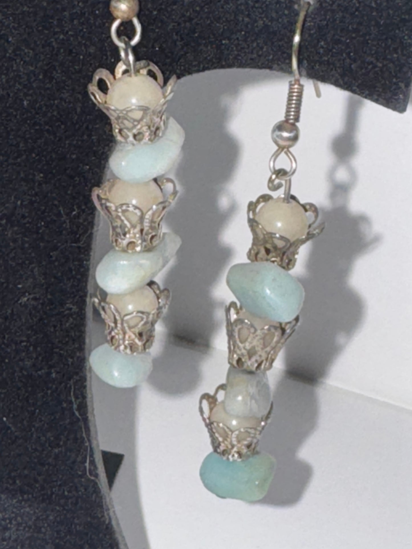 Amazonite and Jade Dangle Earrings