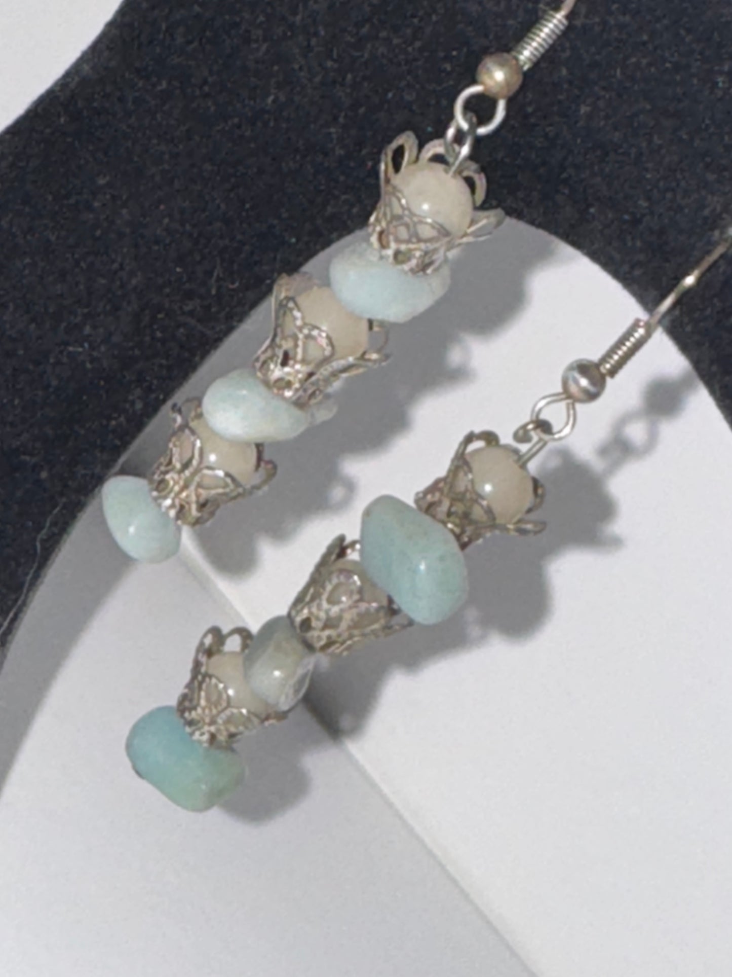 Amazonite and Jade Dangle Earrings