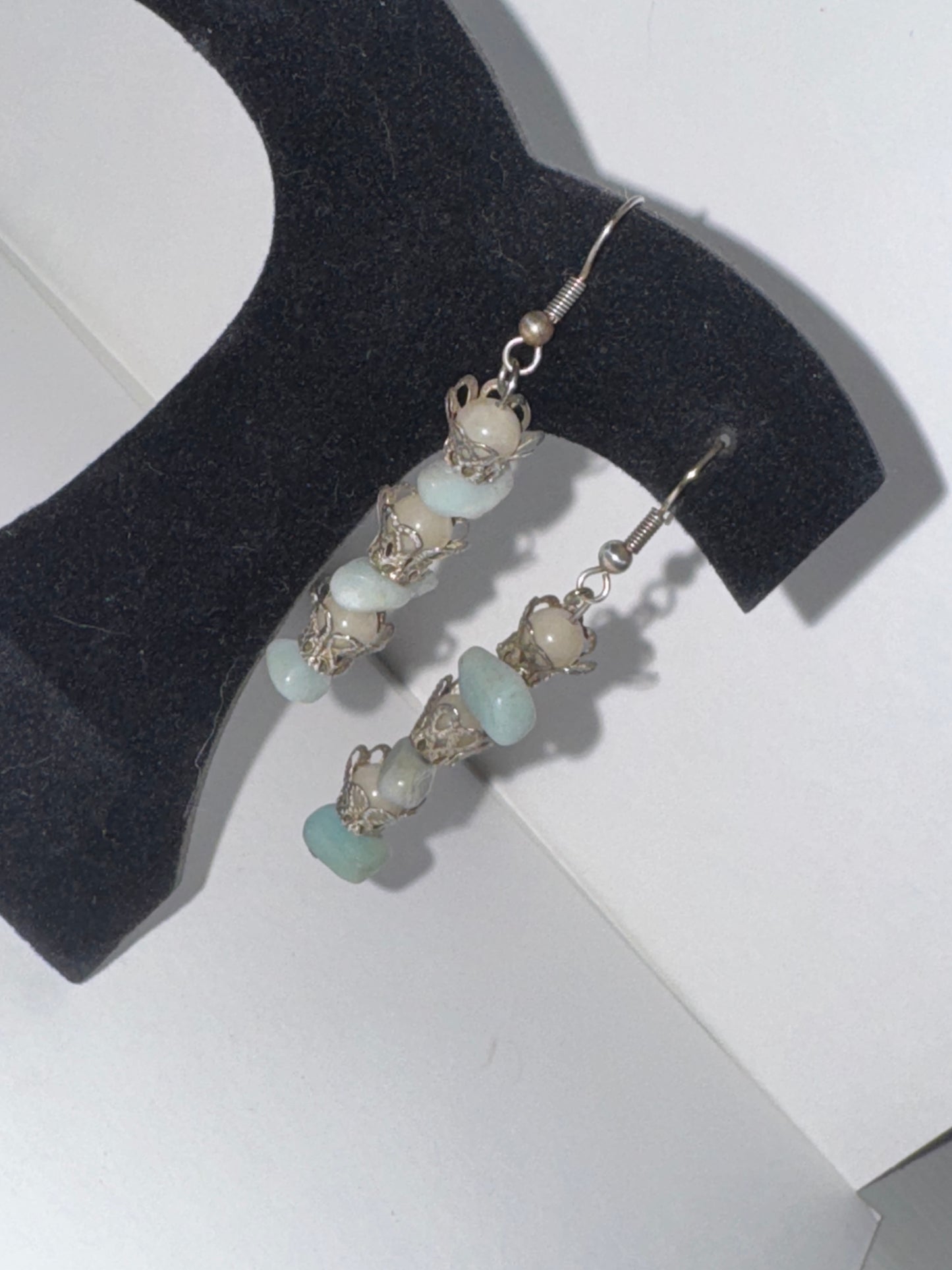 Amazonite and Jade Dangle Earrings