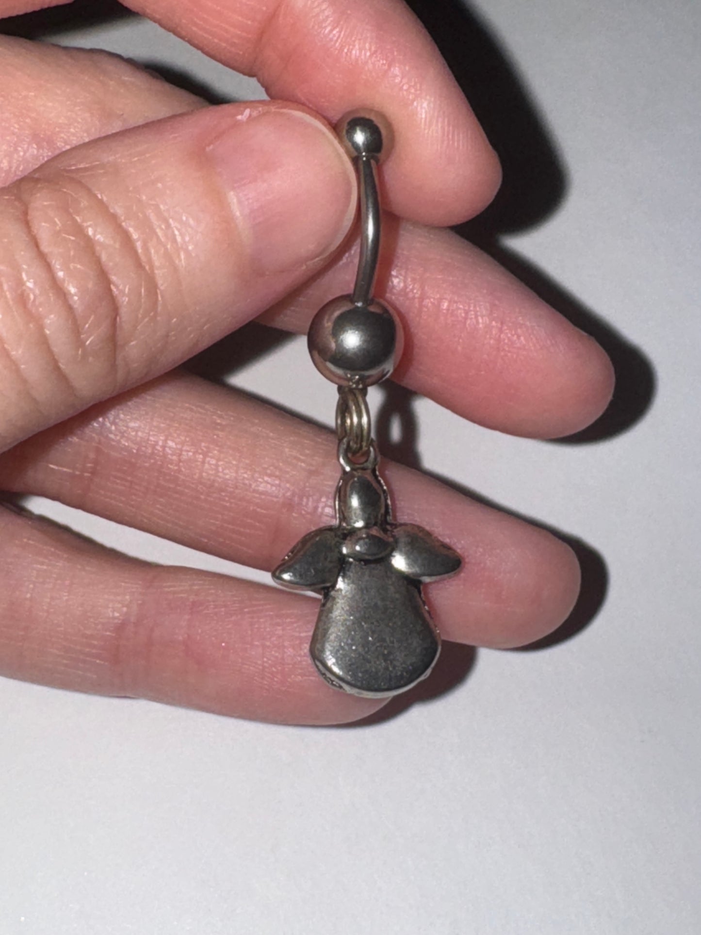 Dark Red, 2 Gem Cherub And Angel Dangle Belly Ring