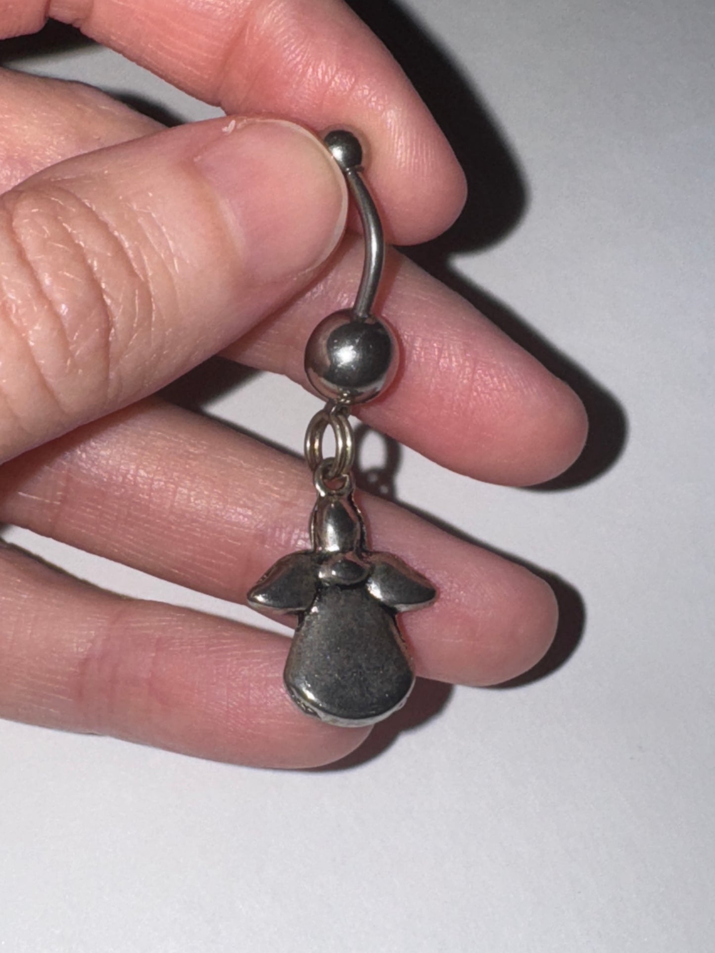 Dark Red, 2 Gem Cherub And Angel Dangle Belly Ring