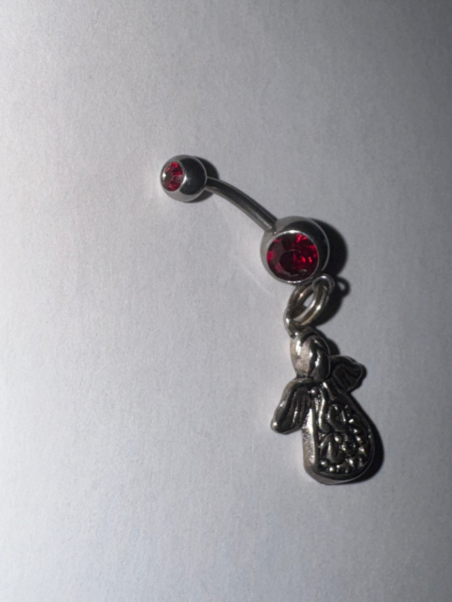 Dark Red, 2 Gem Cherub And Angel Dangle Belly Ring