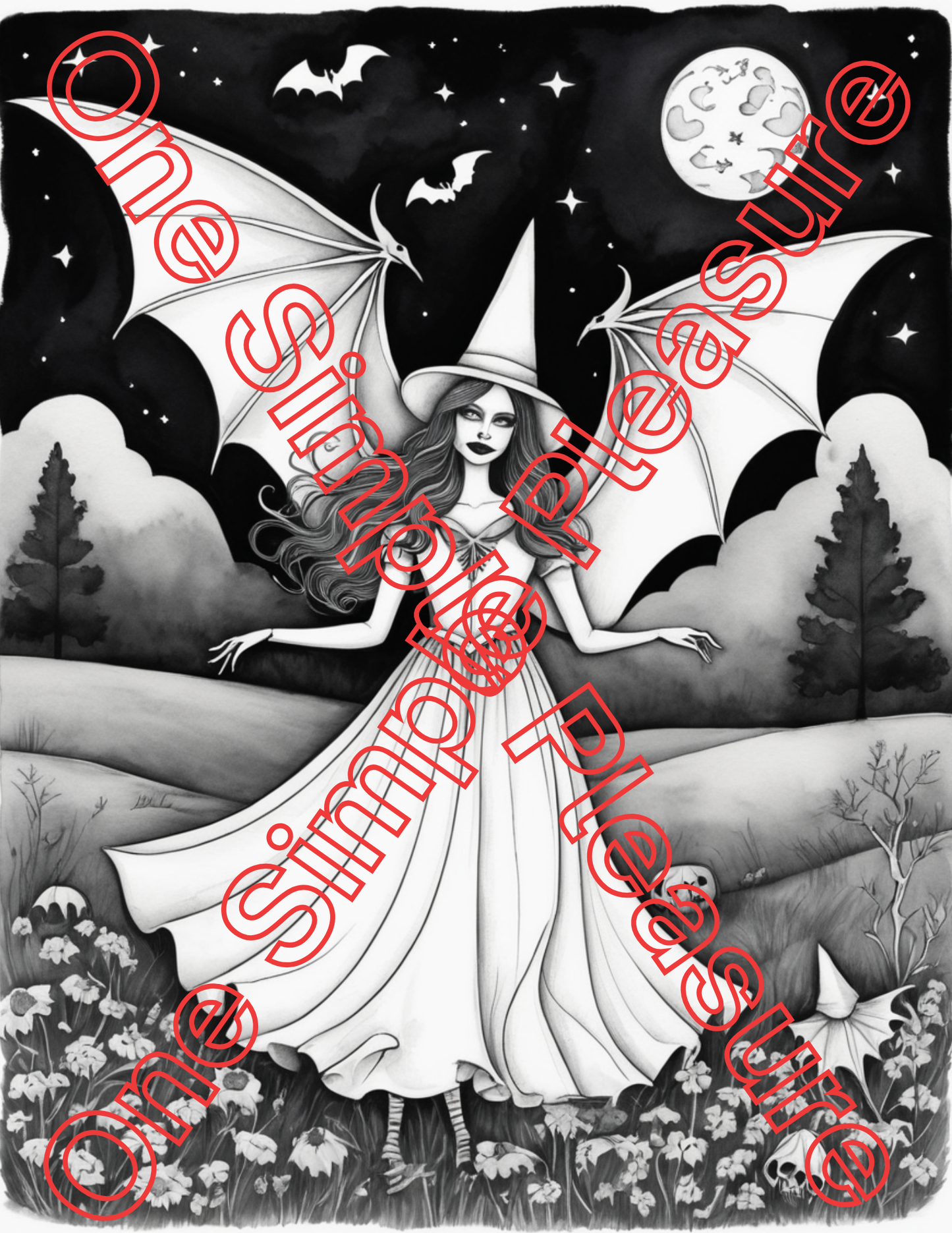 Witch and Halloween Coloring Pages, 33 pages