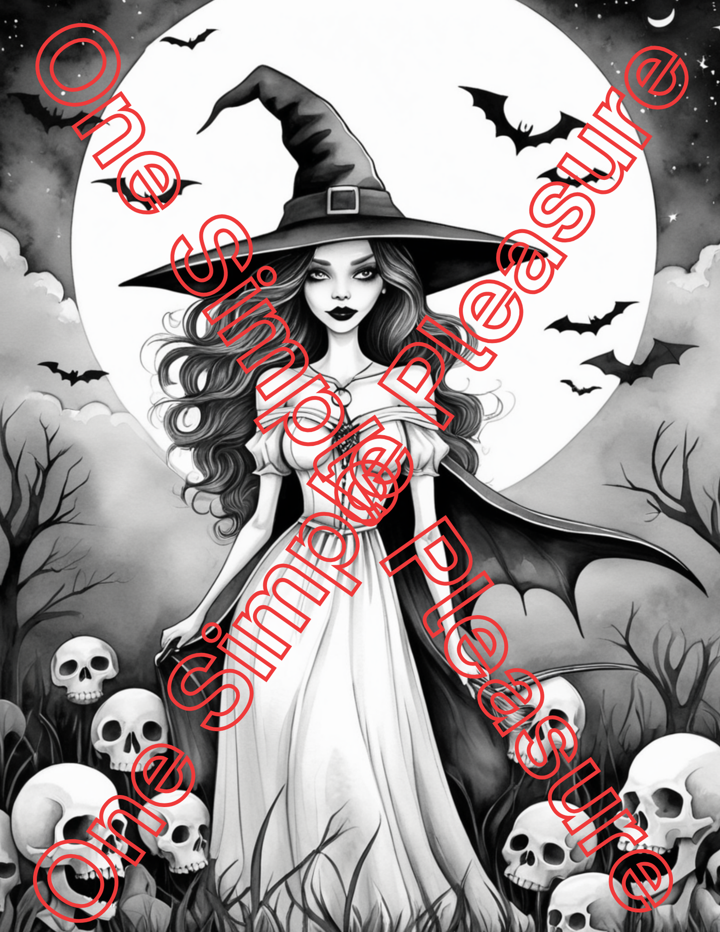 Witch and Halloween Coloring Pages, 33 pages