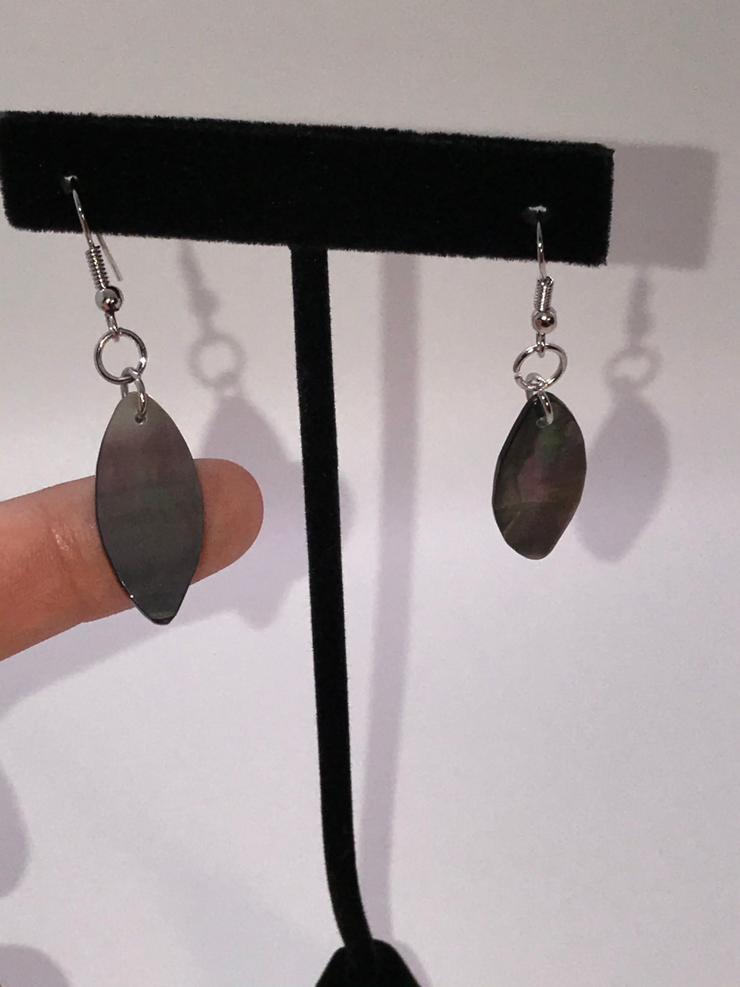 Black Lip Shell Dangle Earrings